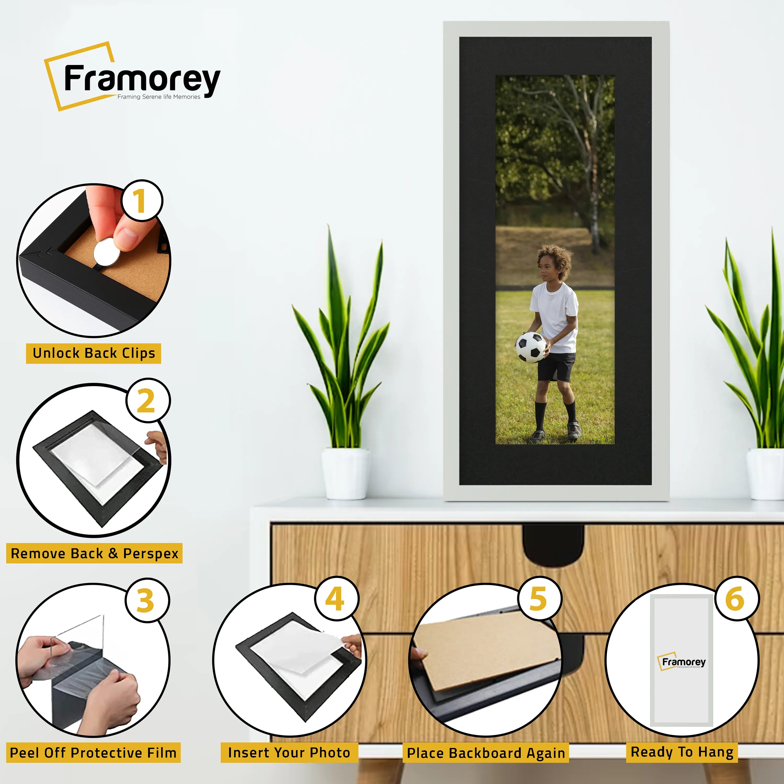 Thin Matt Panoramic Silver Picture Frames With Black Mount