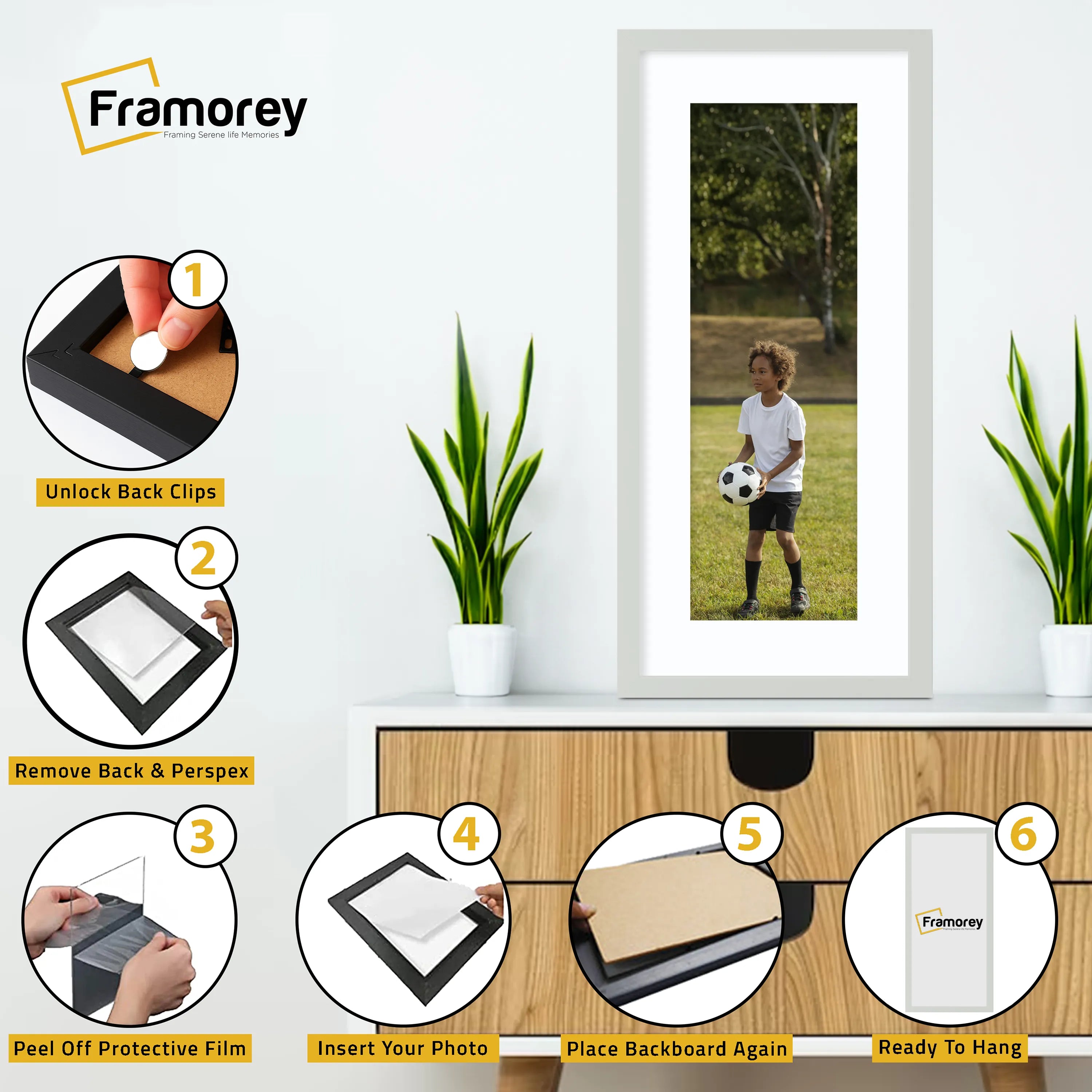 Thin Matt Panoramic Silver Picture Frames With White Mount