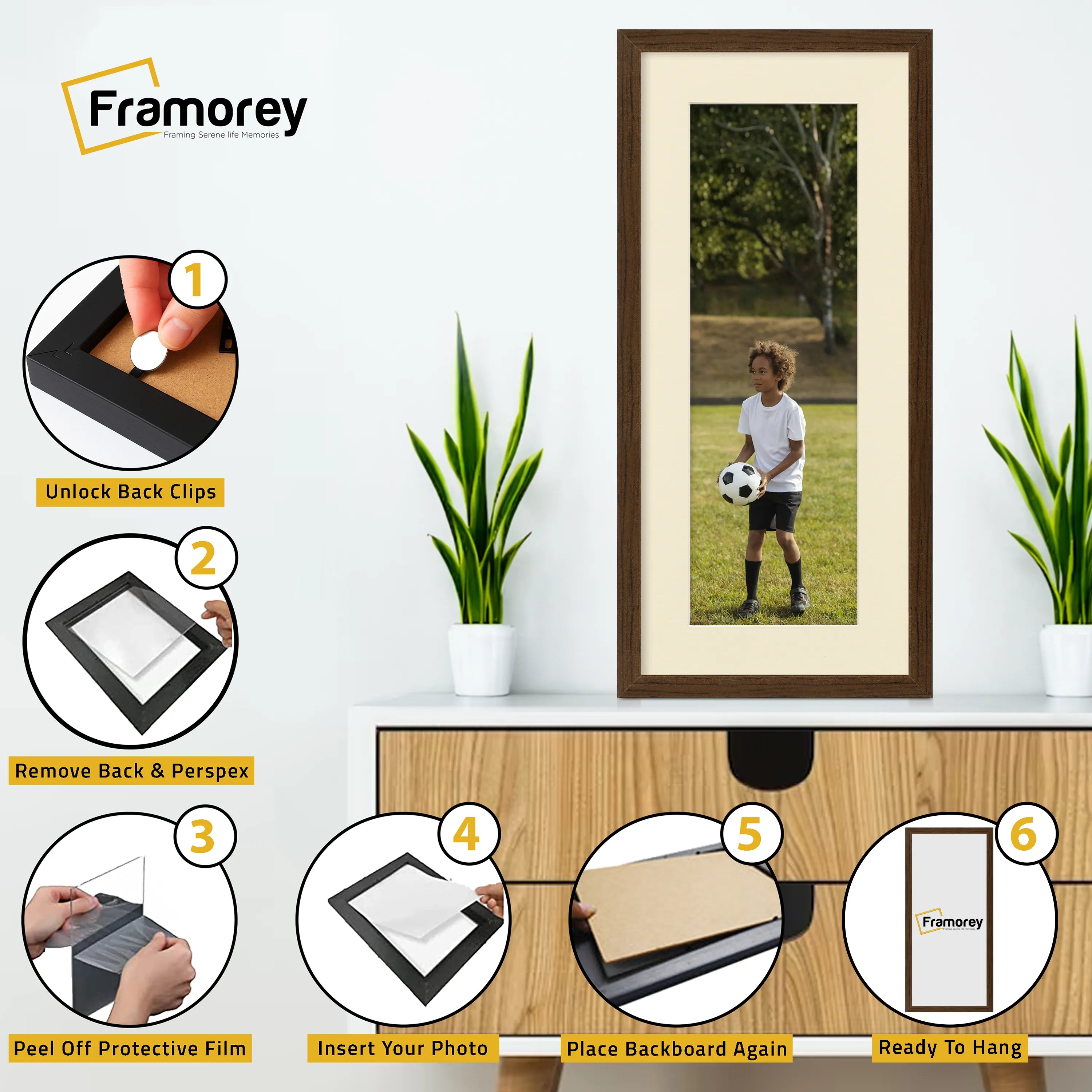 Thin Matt Panoramic Walnut Picture Frames With Ivory Mount