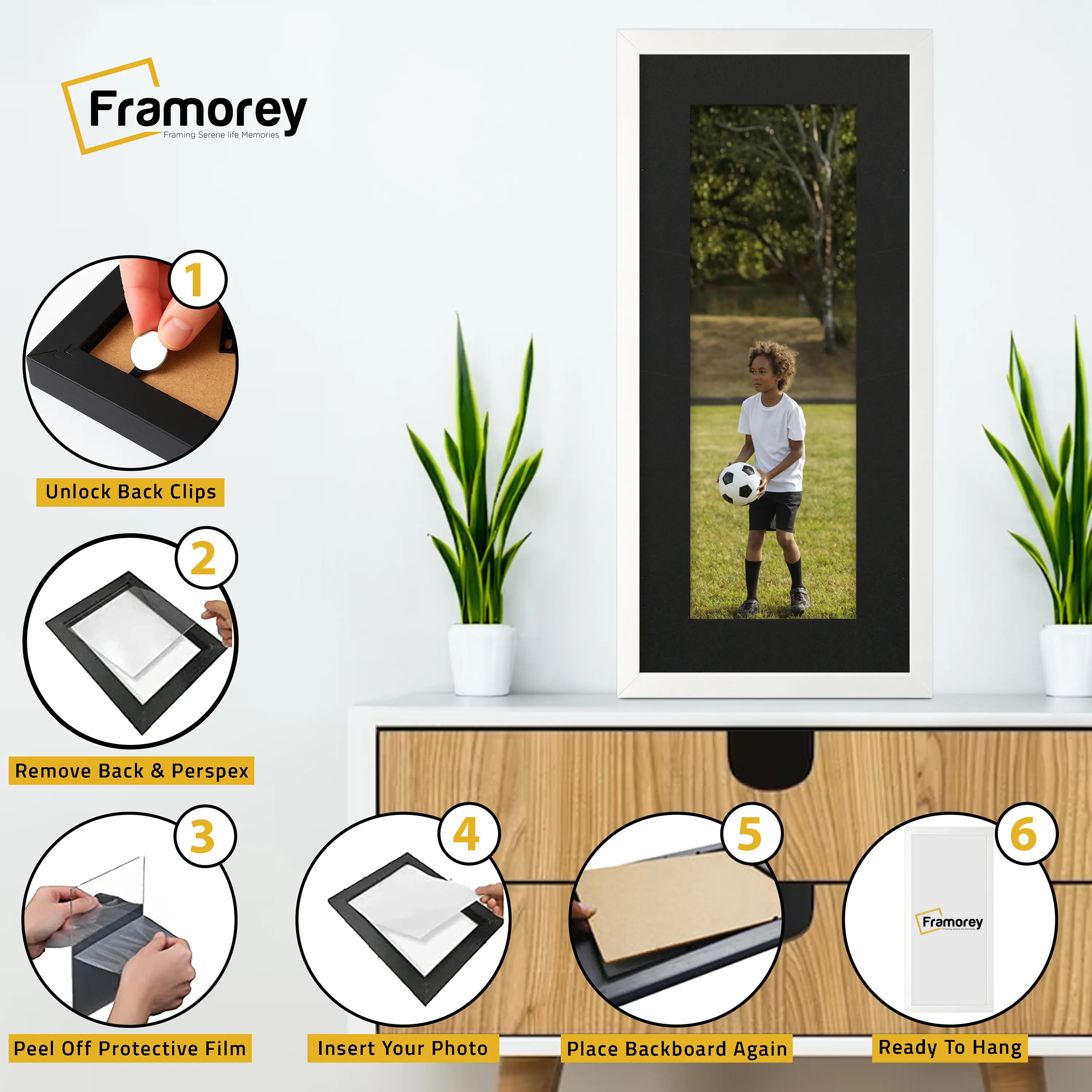 White Thin Matt Panoramic Photo Frames With Black Mount