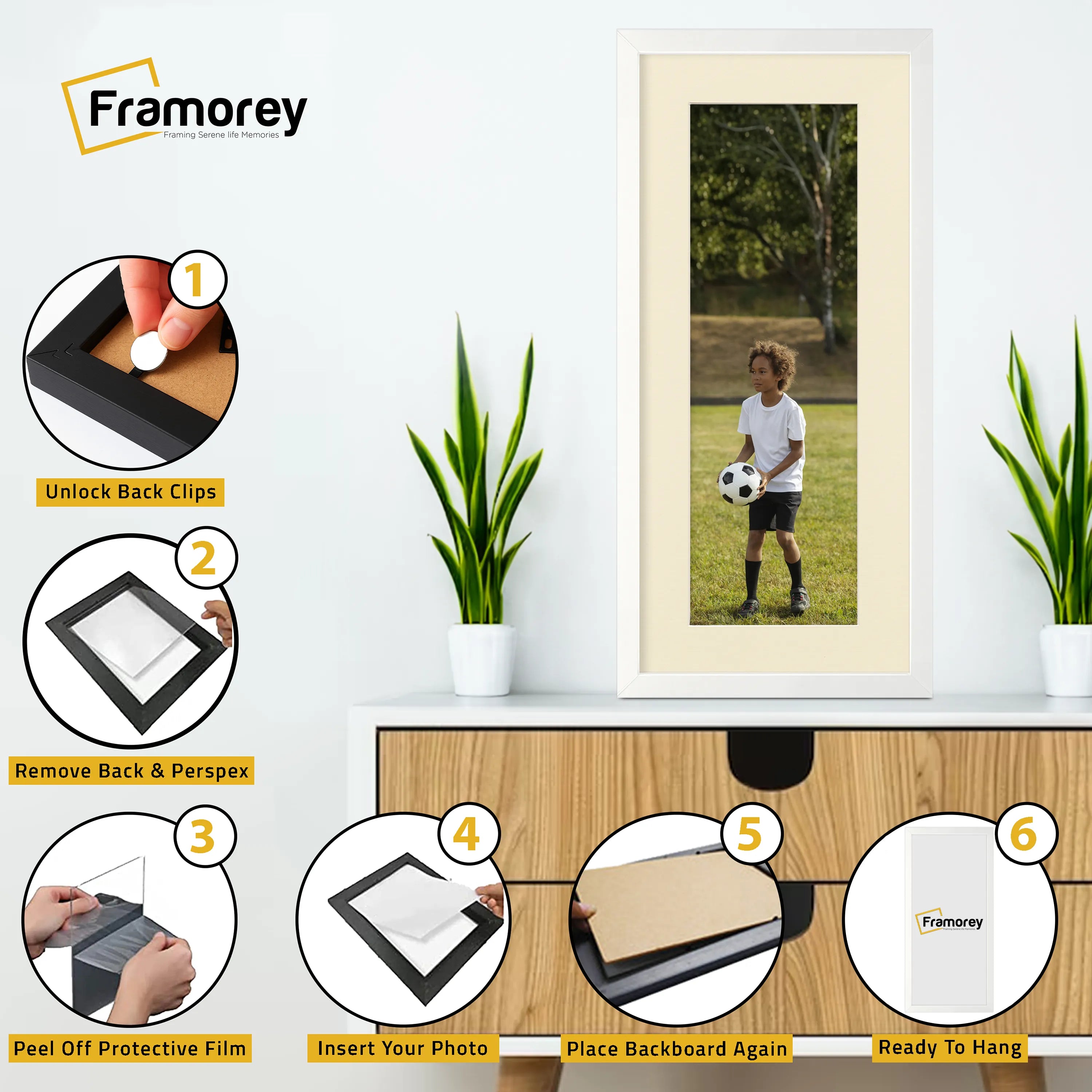 Thin Matt Panoramic White Photo Frames With Ivory Mount