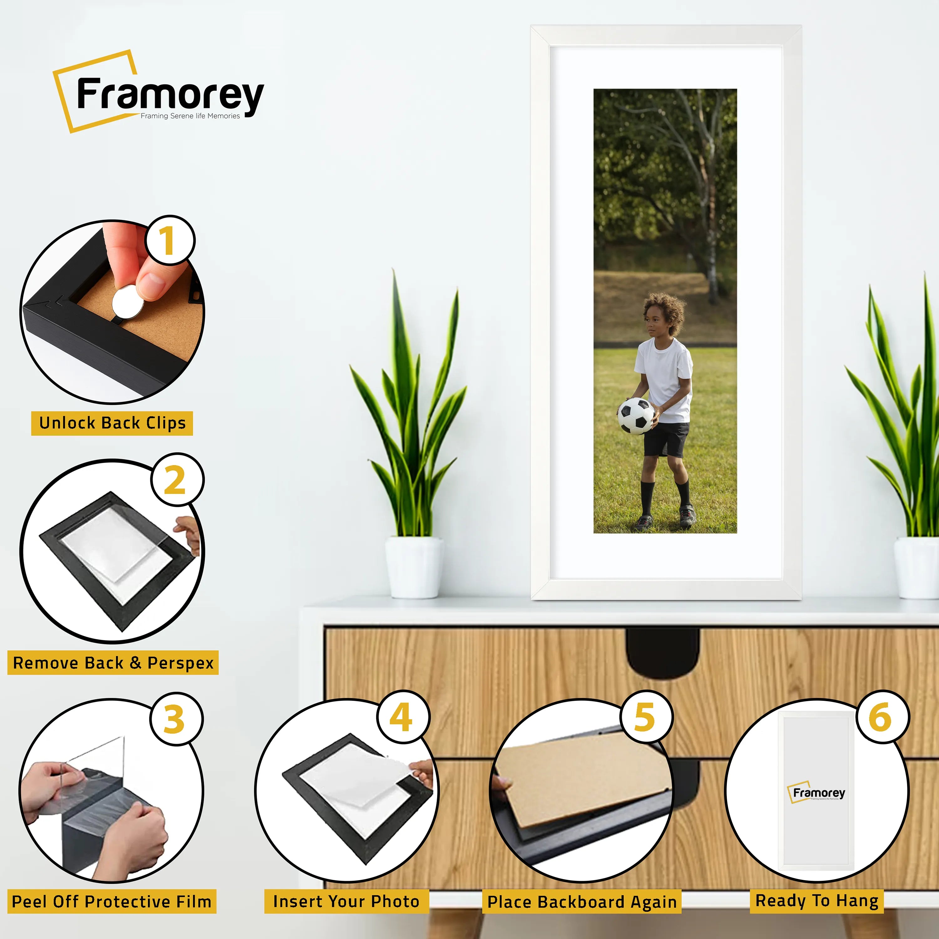 White Thin Matt Panoramic Photo Frames With White Mount