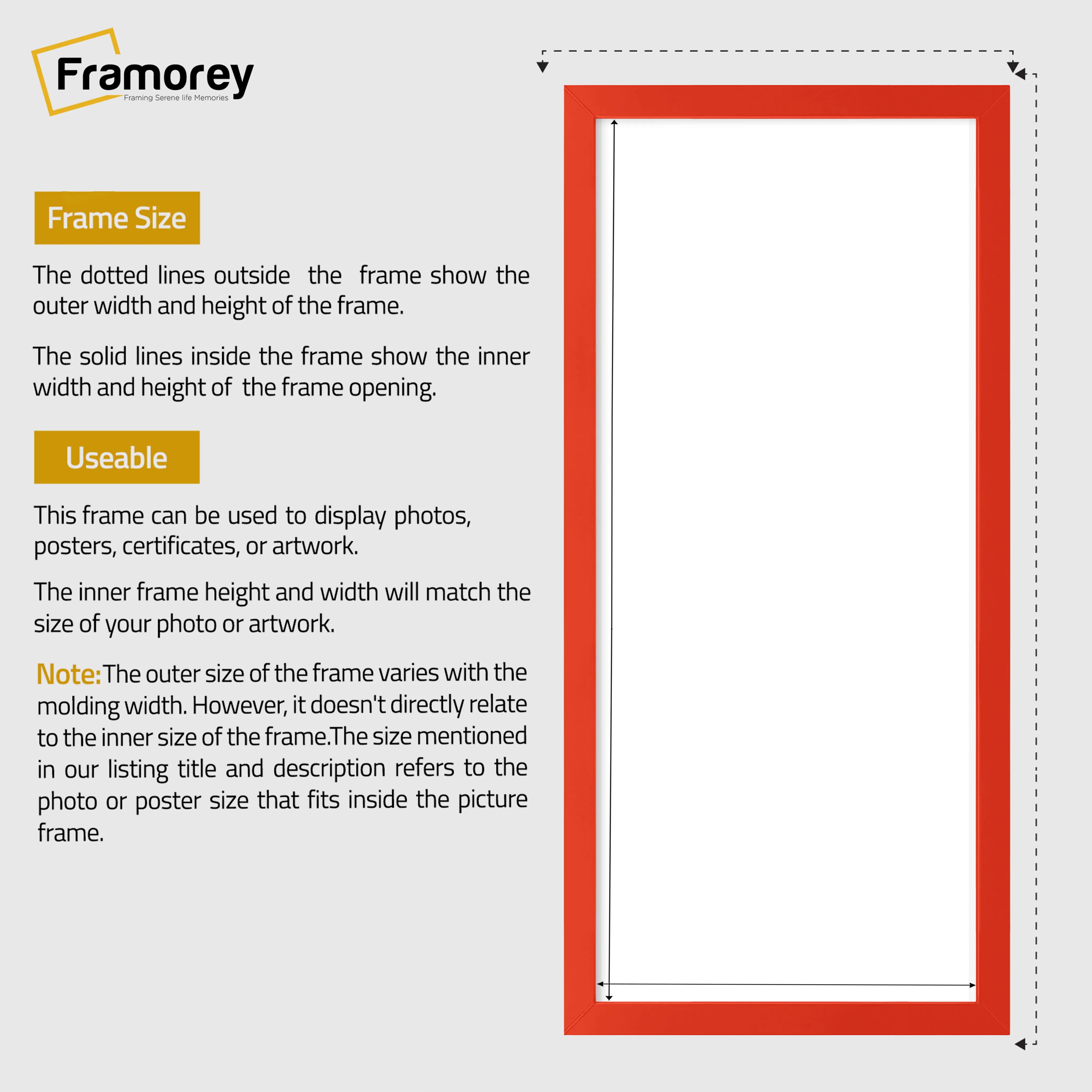Thin Matt Red Panoramic Picture Frame Poster Frames