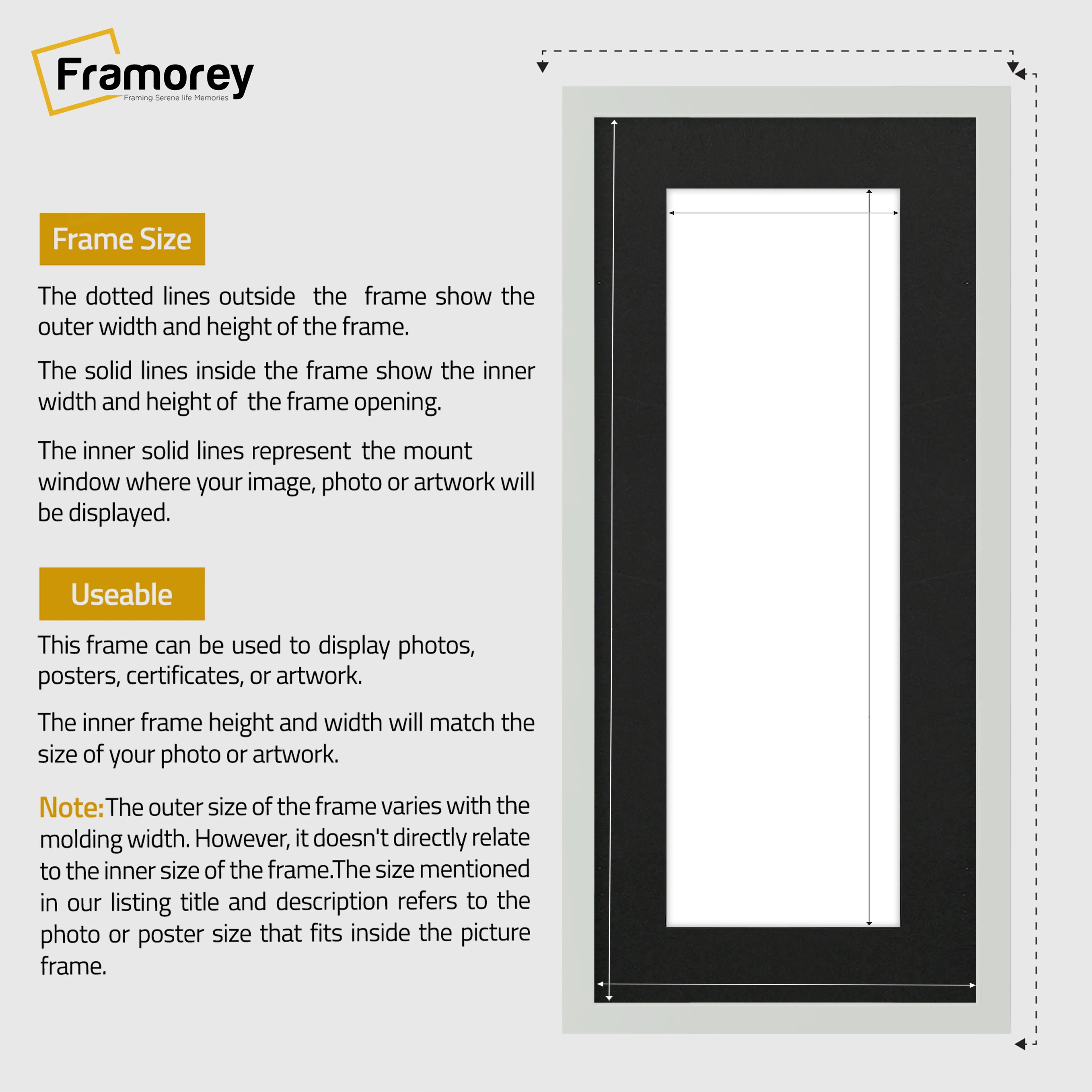 Thin Matt Panoramic Silver Picture Frames With Black Mount