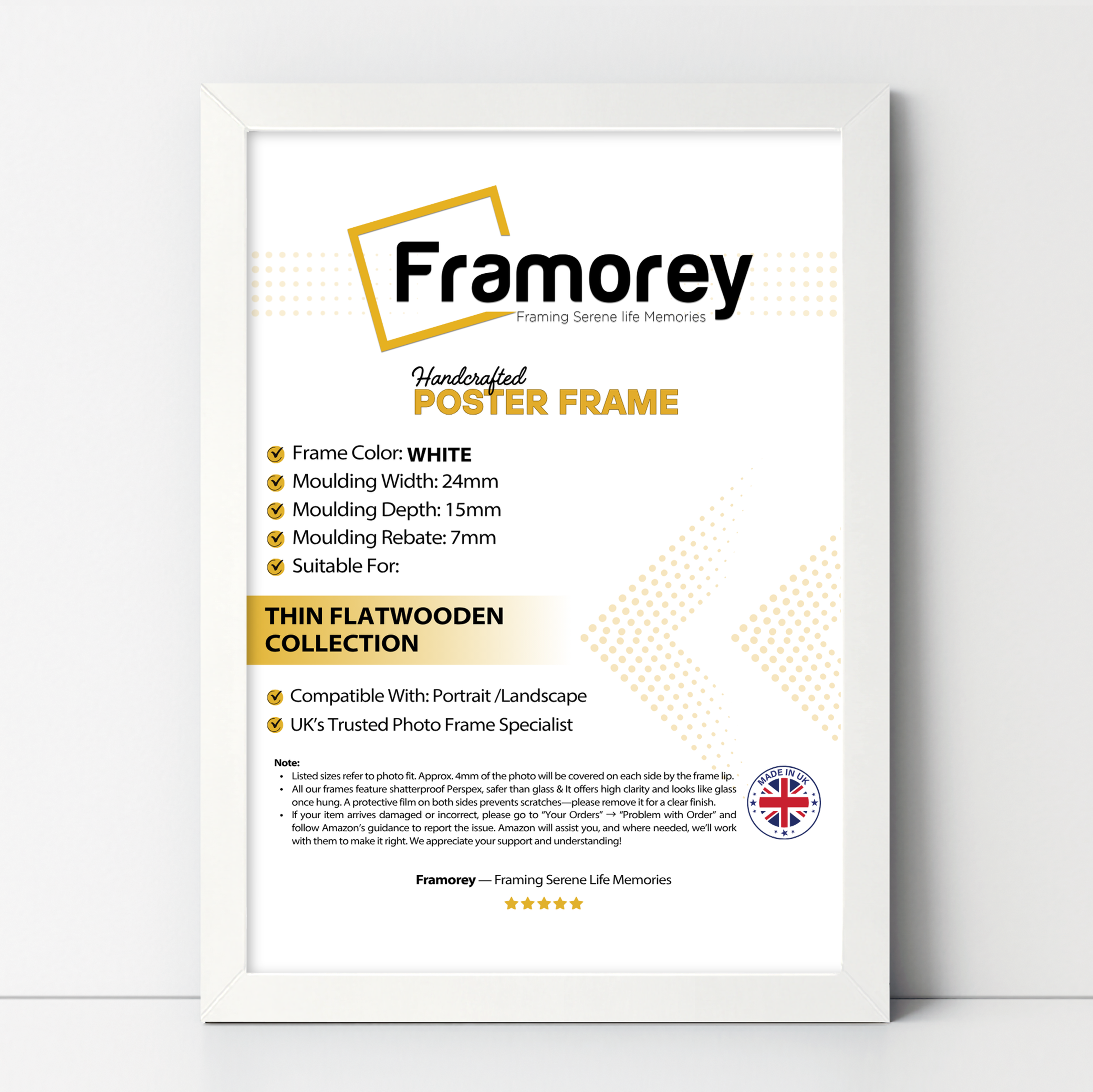 Flat White Picture Photo Frame Wall Art Poster Frame