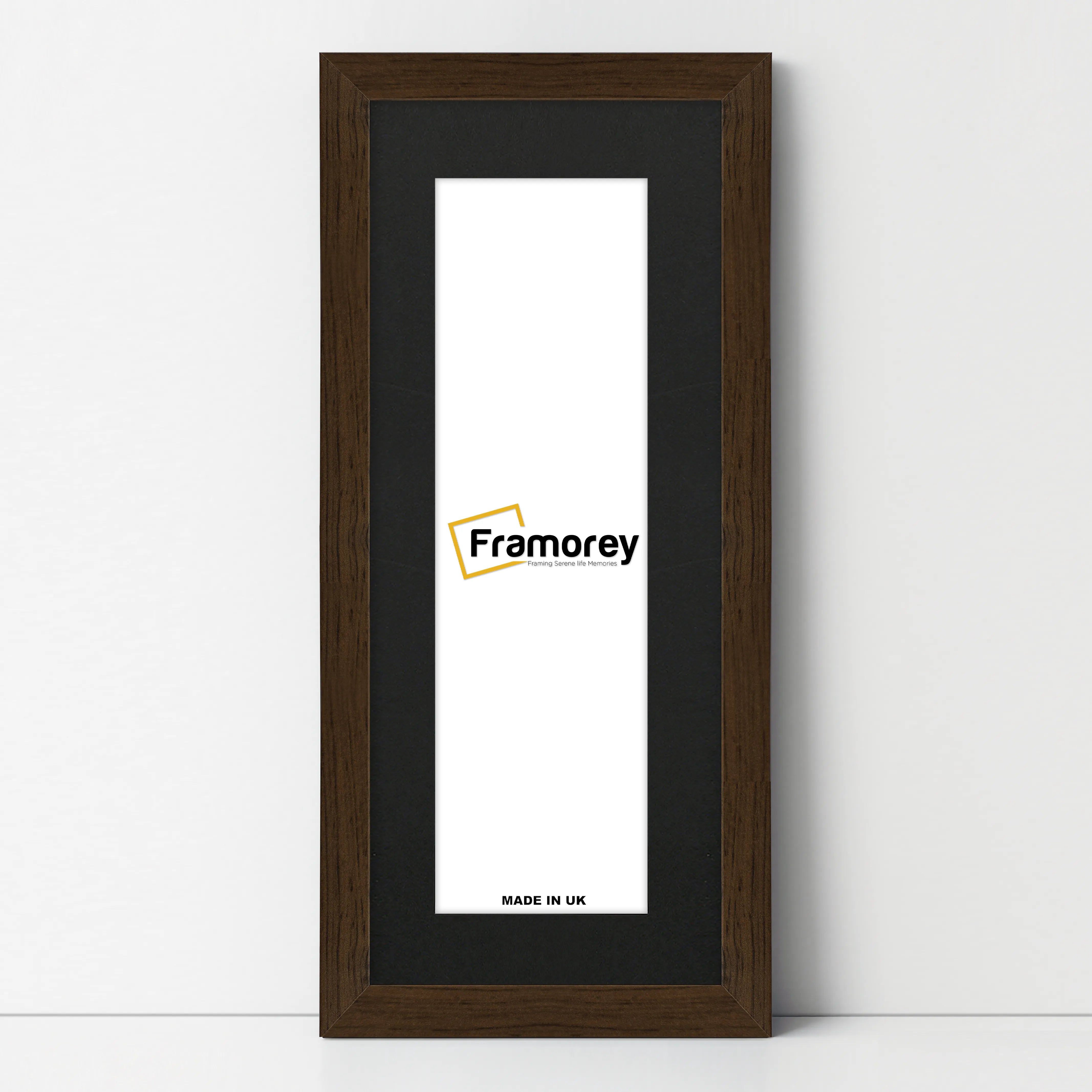 Panoramic Walnut Picture Frame With Black Mount Wall Decor Frame