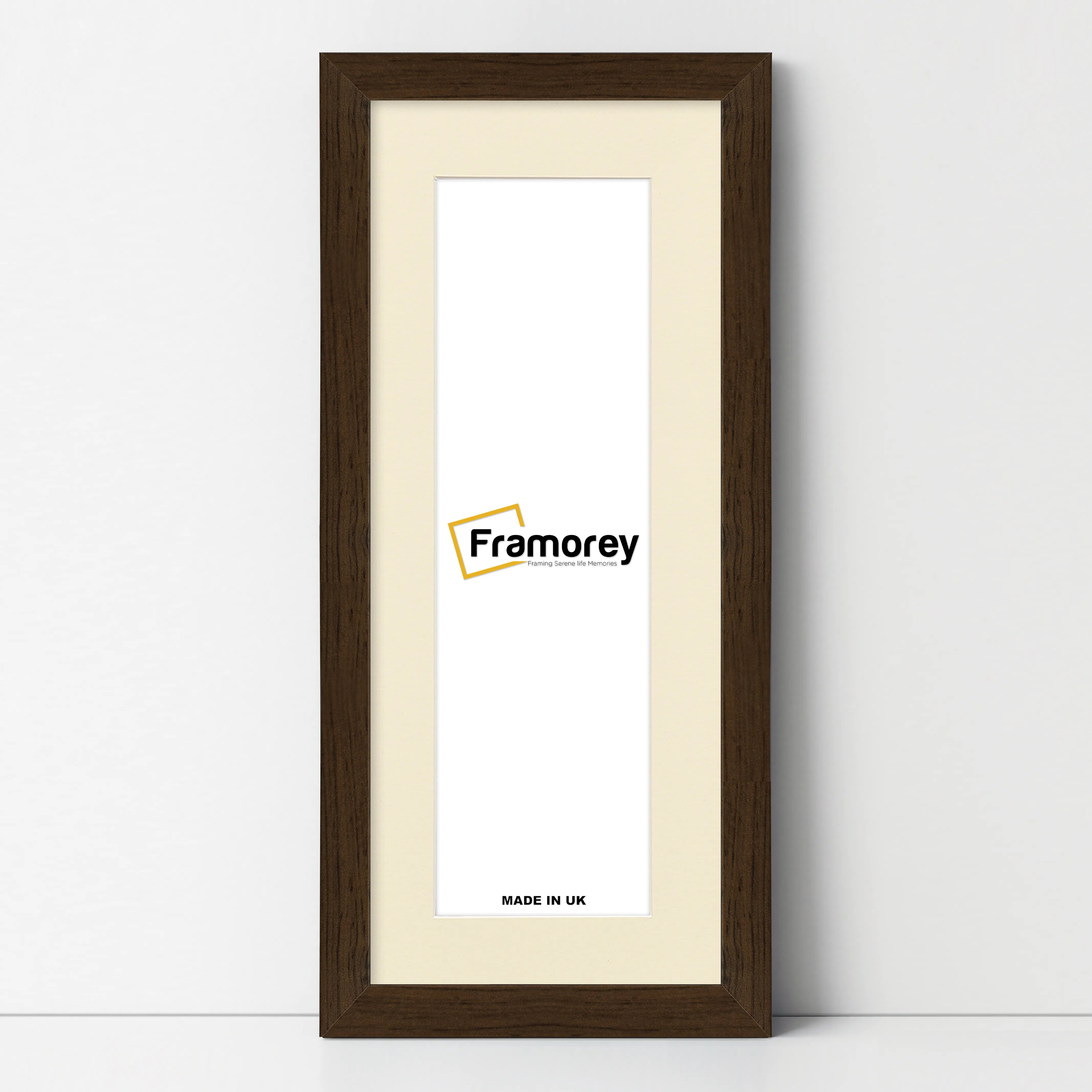 Panoramic Walnut Picture Frame With Ivory Mount Wall Decor Frame