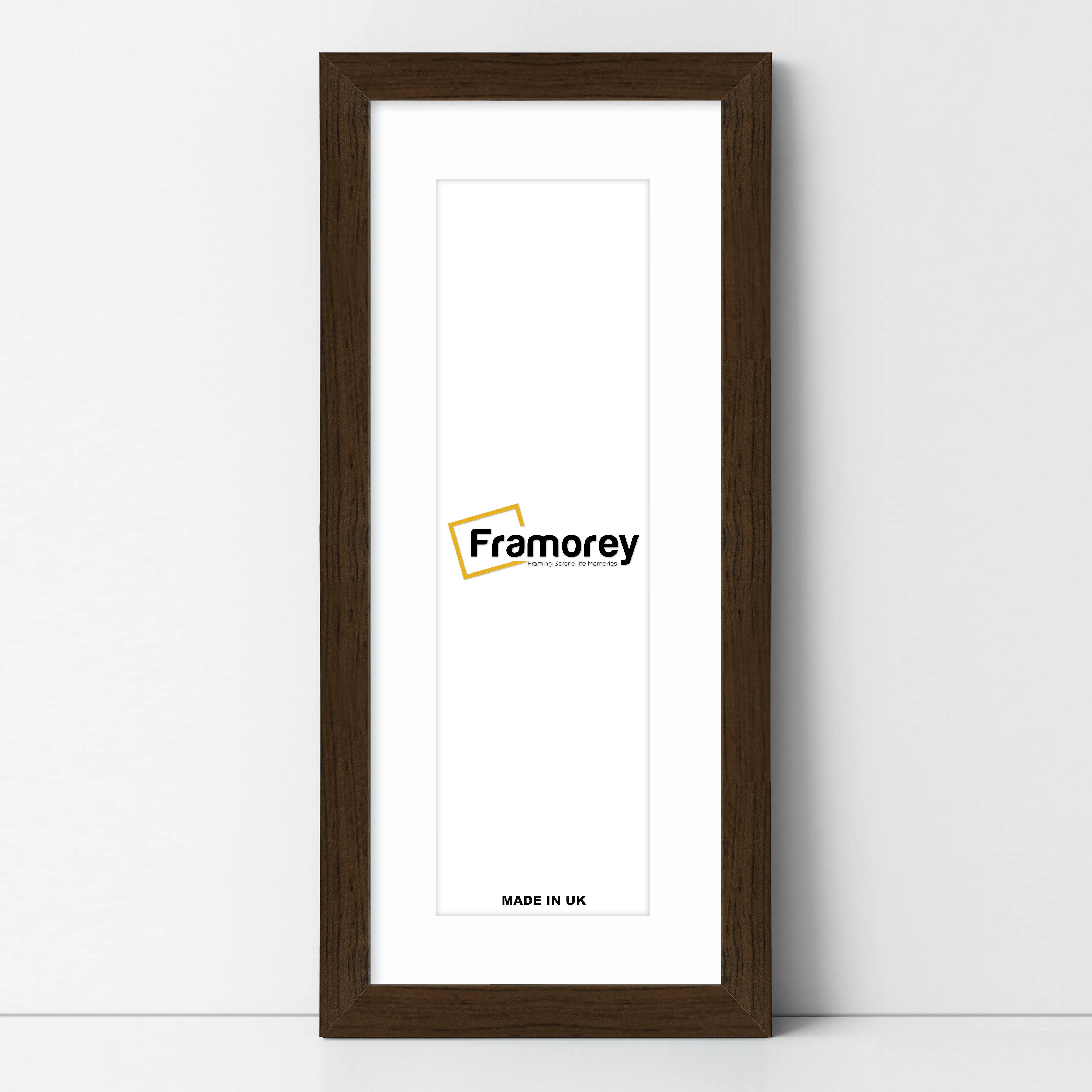 Panoramic Walnut Picture Frame With White Mount