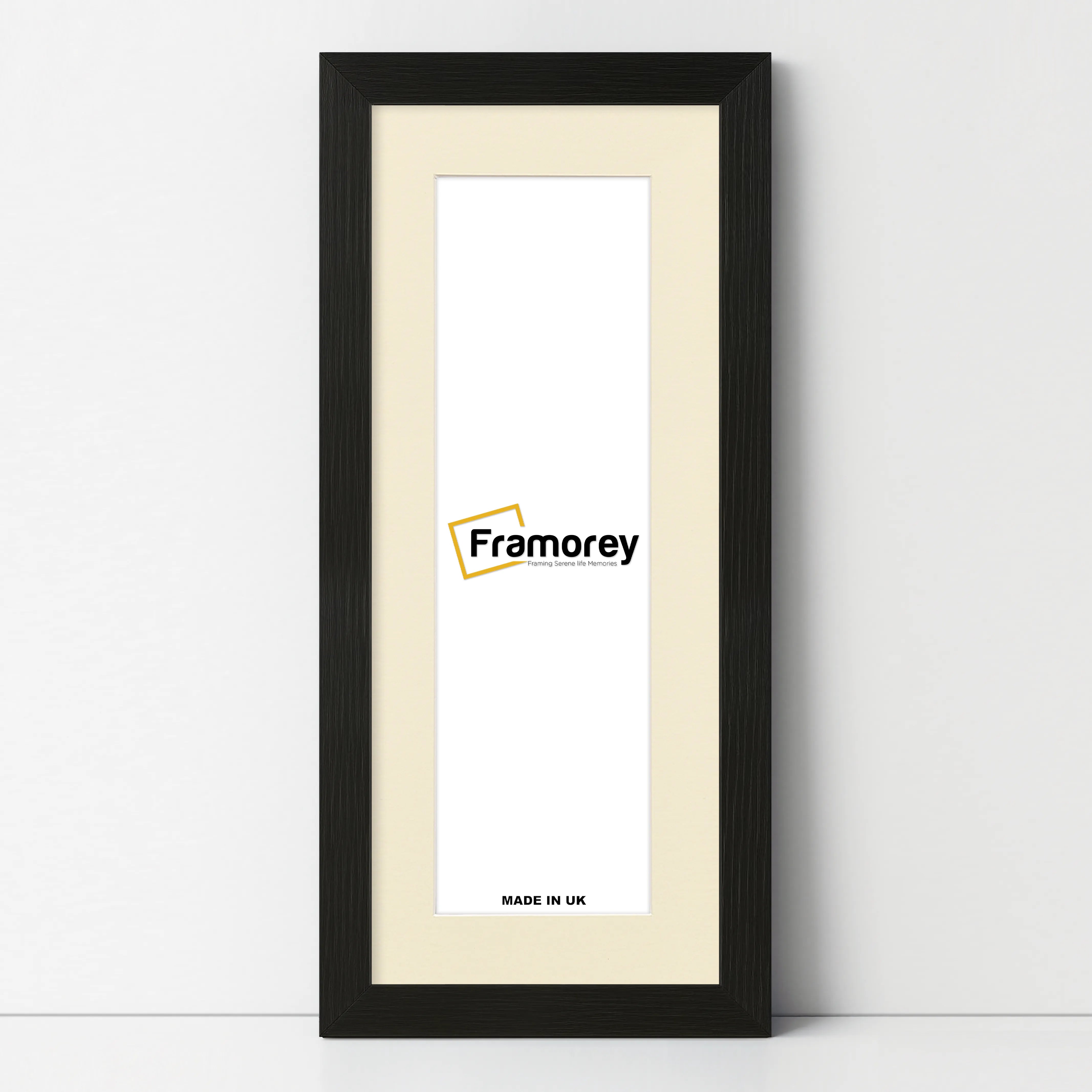 Panoramic Thin Ash Black Picture Frame With Ivory Mount