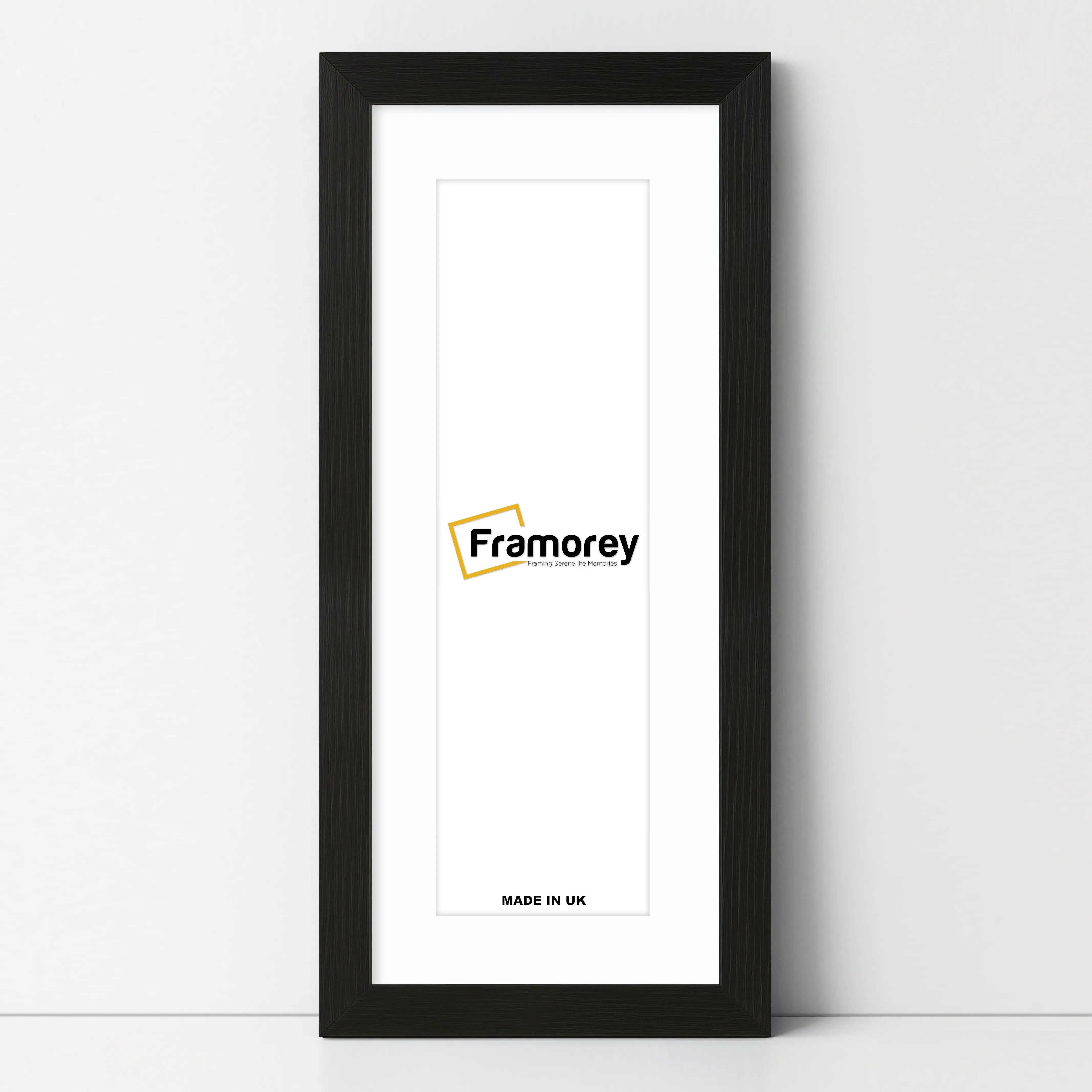 Panoramic Thin Ash Black Picture Frame With white Mount