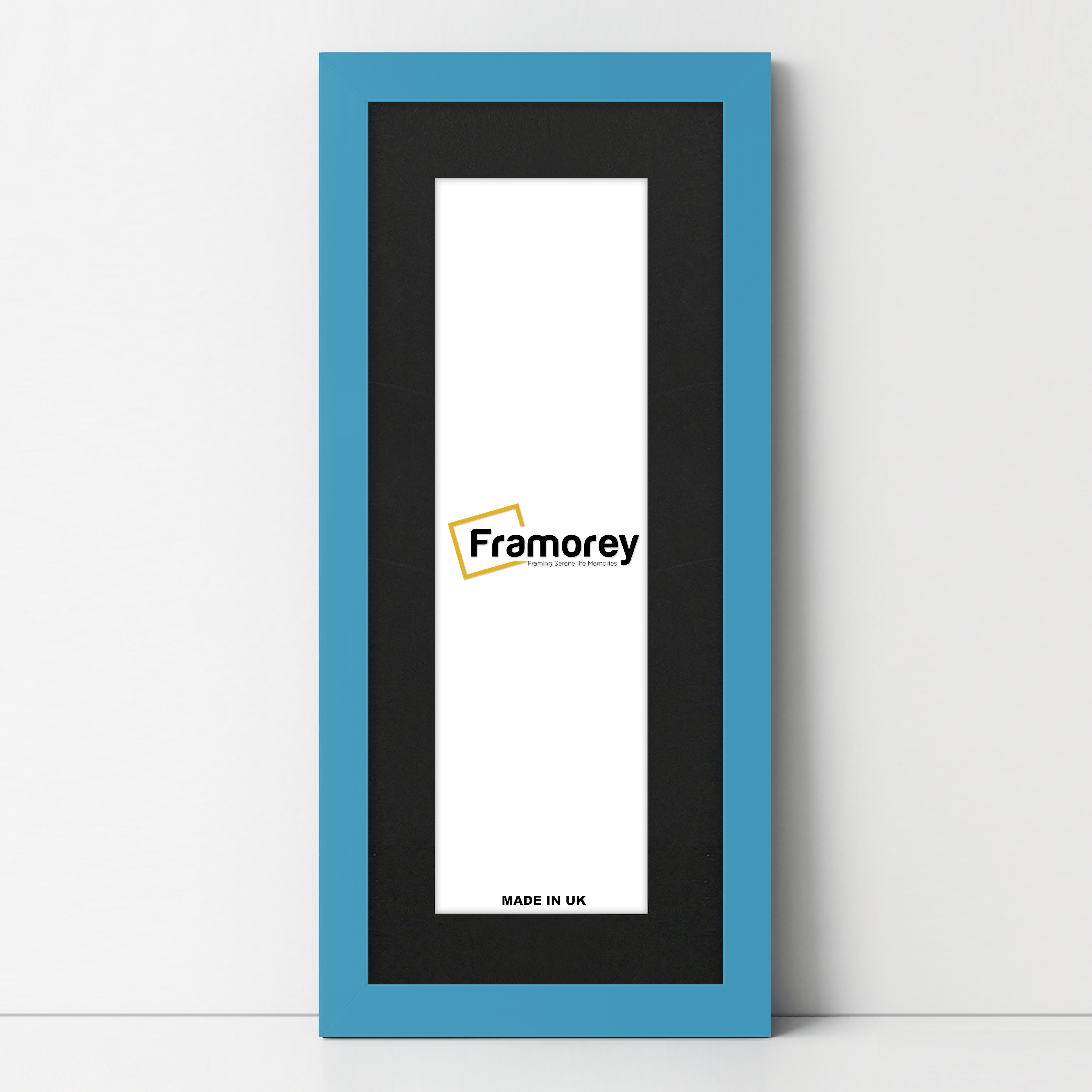 Panoramic Blue Picture Frame With Black Mount Wall Decor Frame