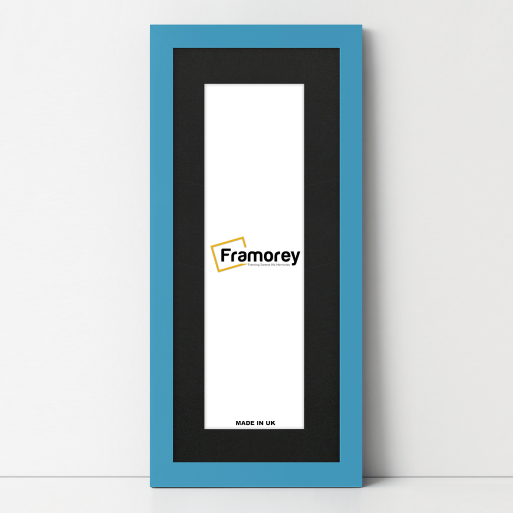 Panoramic Blue Picture Frame With Black Mount Wall Decor Frame