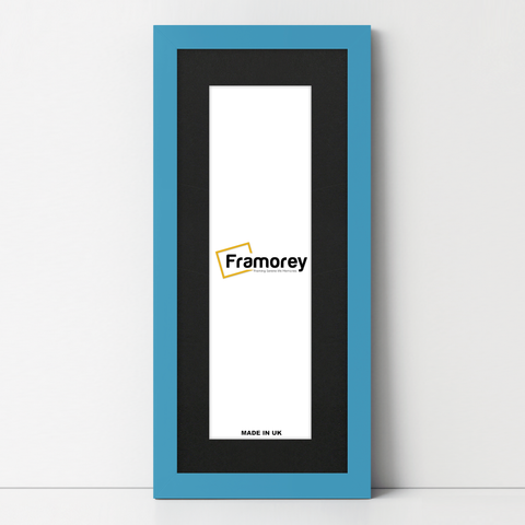 Panoramic Blue Picture Frame With Black Mount Wall Decor Frame
