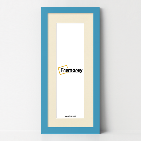 Panoramic Blue Picture Frame With Ivory Mount Wall Decor Frame