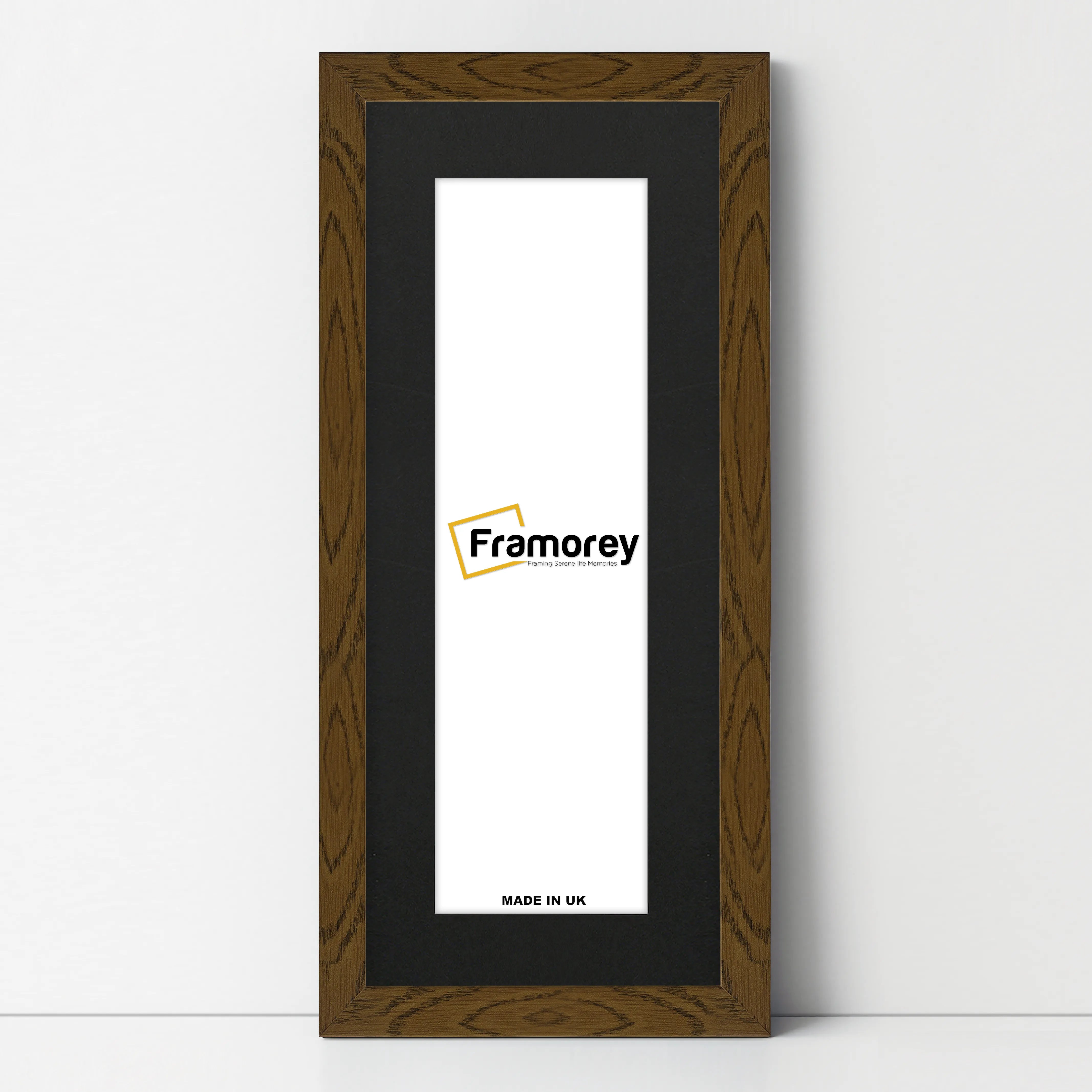 Panoramic Dark Oak Picture Frame With Black Mount Wall Decor Frame