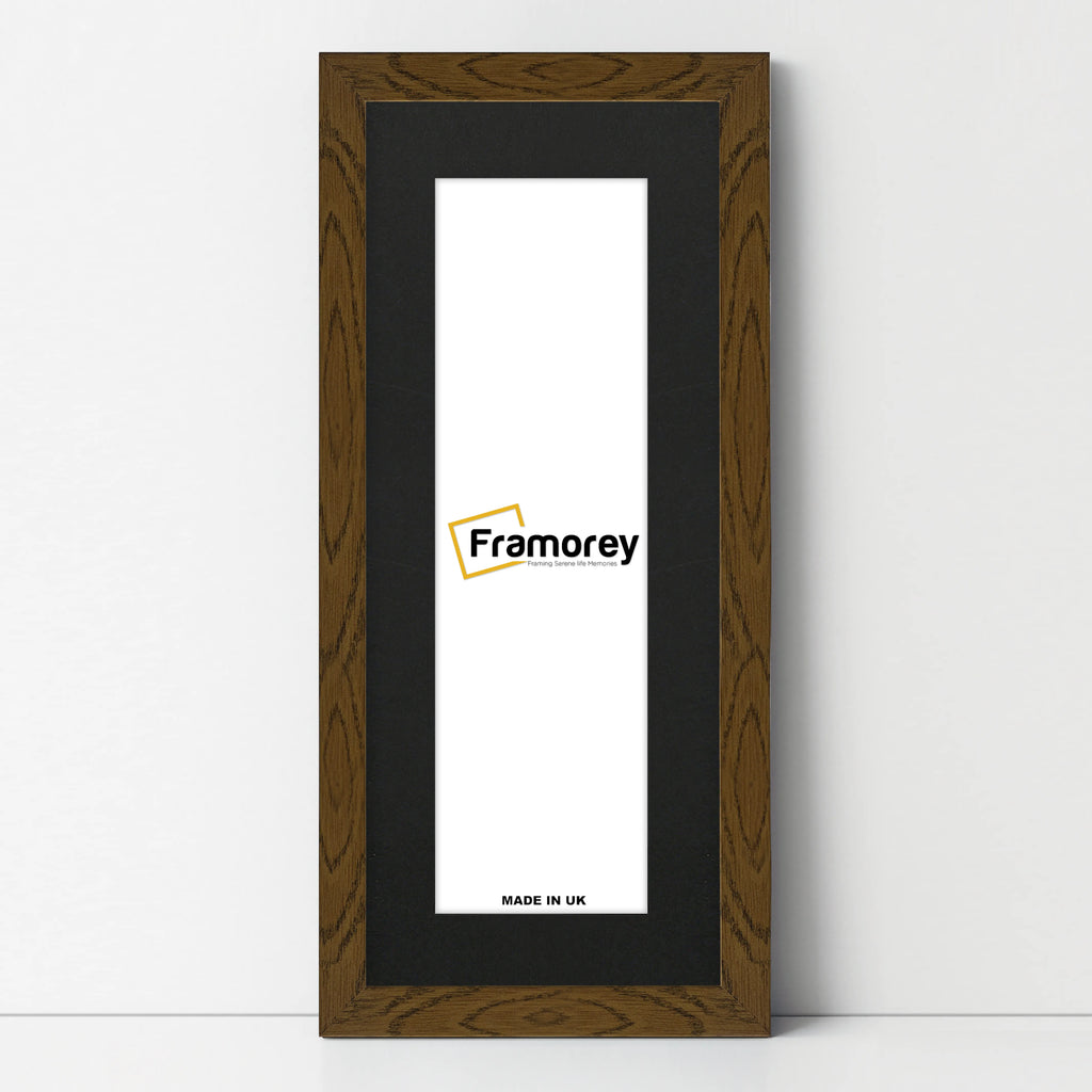 Panoramic Dark Oak Picture Frame With Black Mount Wall Decor Frame