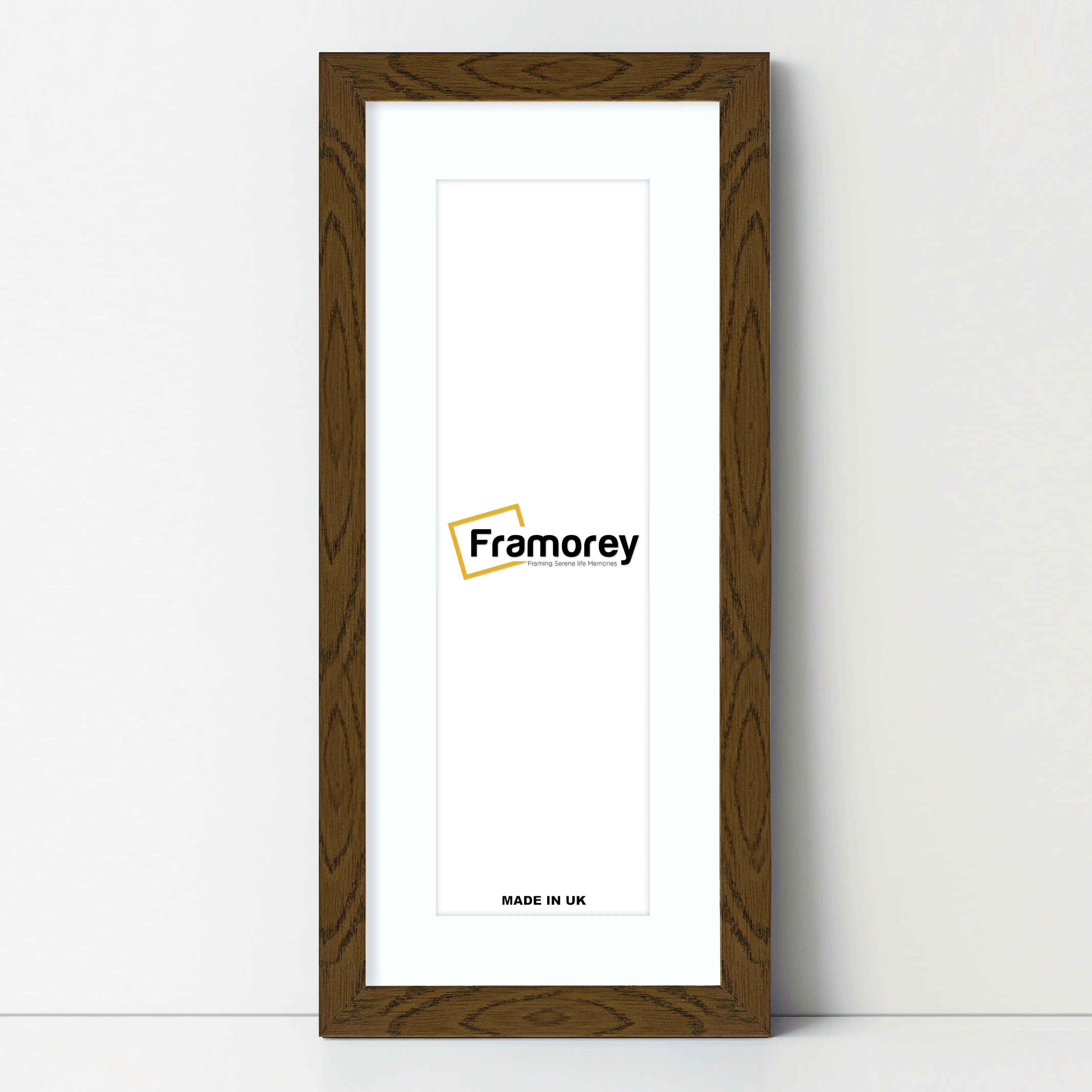 Panoramic Dark Oak Picture Frame With White Mount Wall Decor Frame