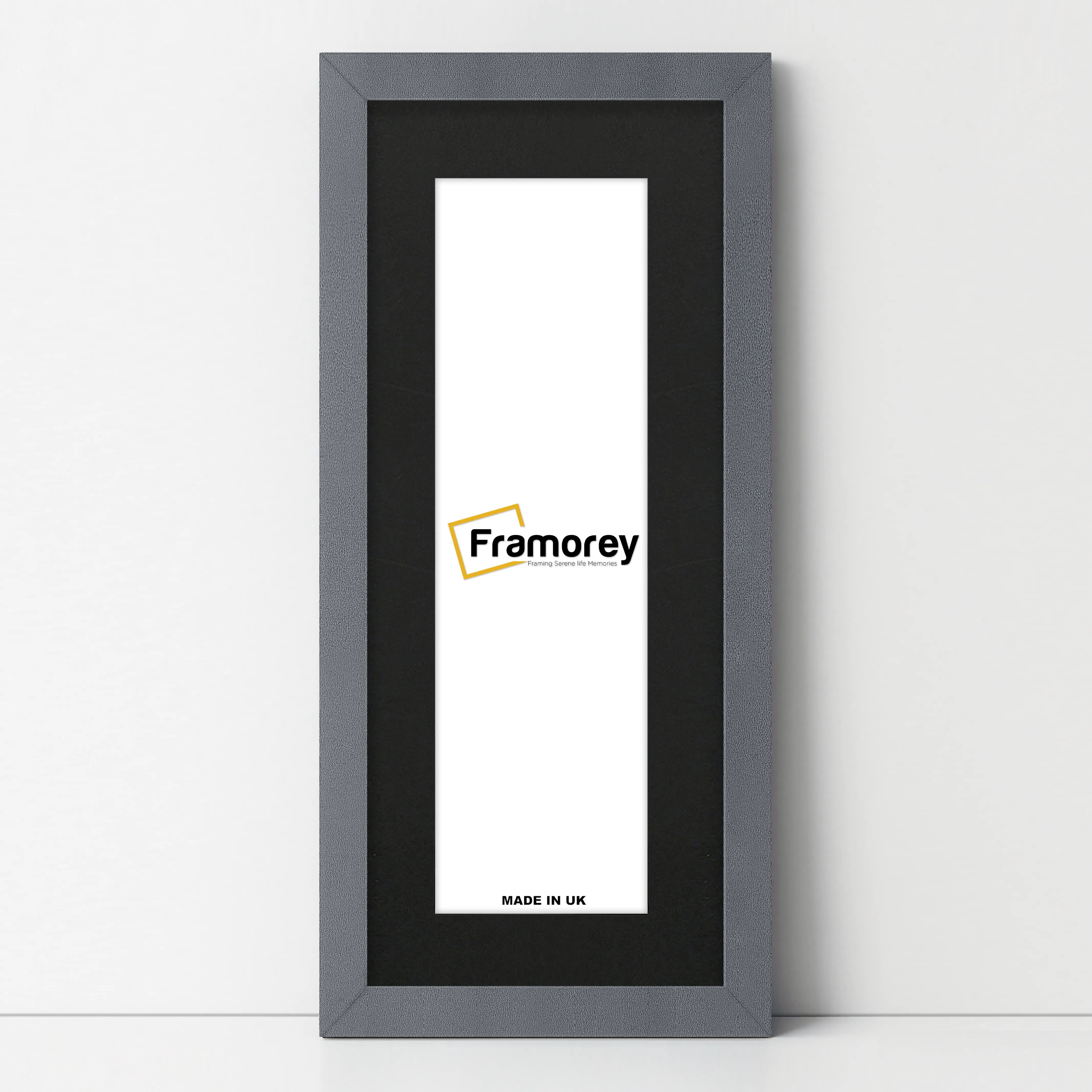 Panoramic Dark Grey Picture Frame With Black Mount Wall Decor Frame