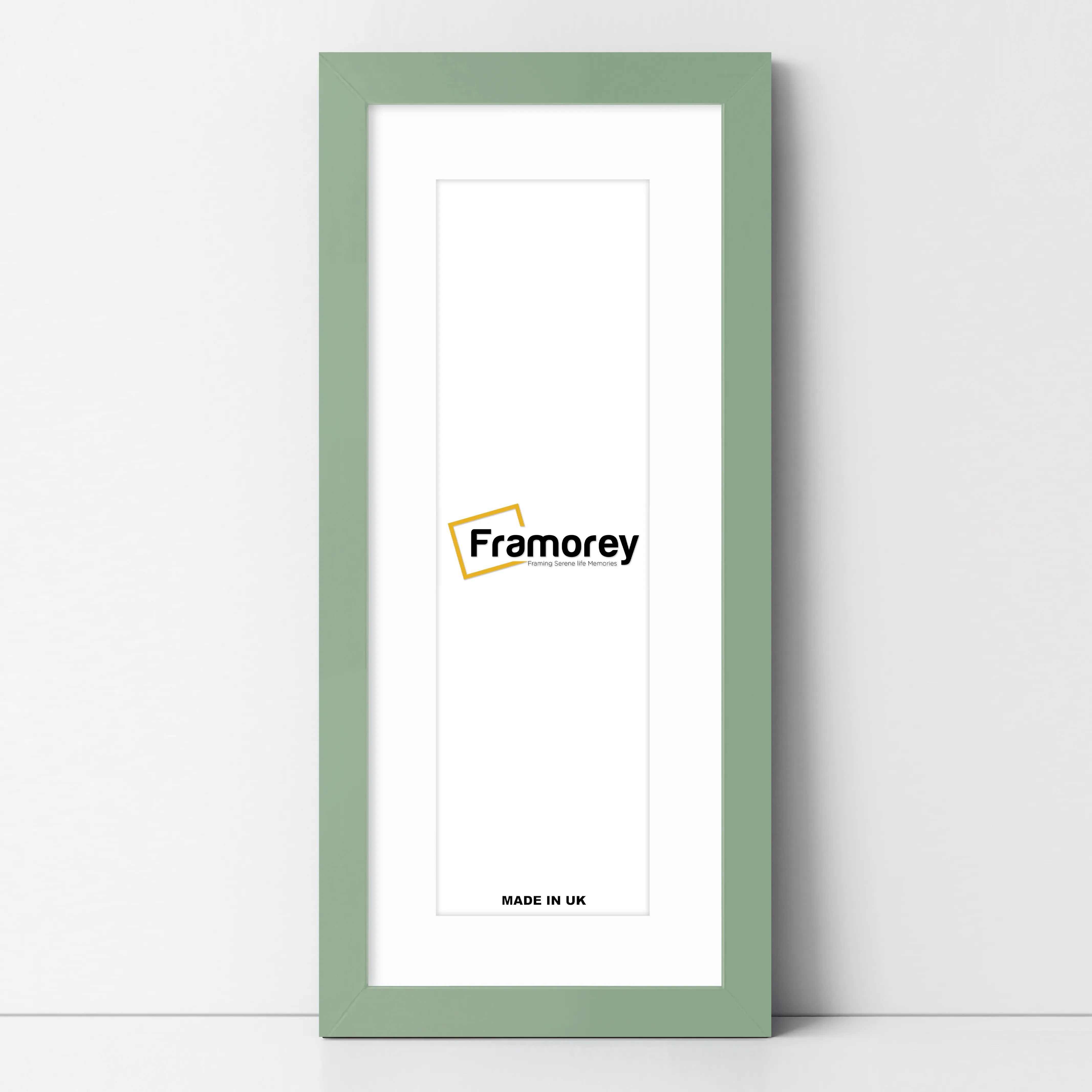 Panoramic Green Picture Frame With White Mount Wall Decor Frame