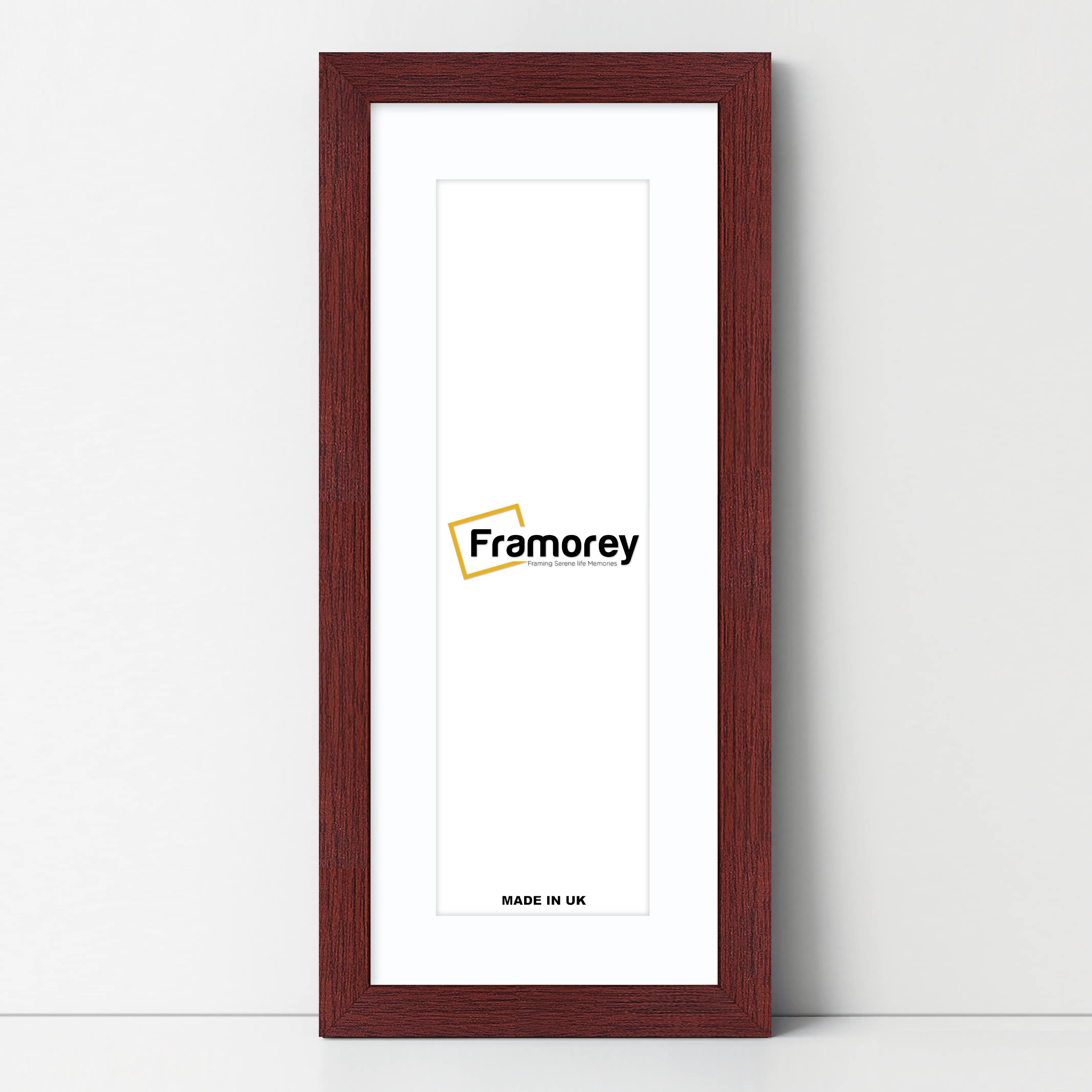 Panoramic Mahogany Picture Frame With White Mount Wall Decor Frame