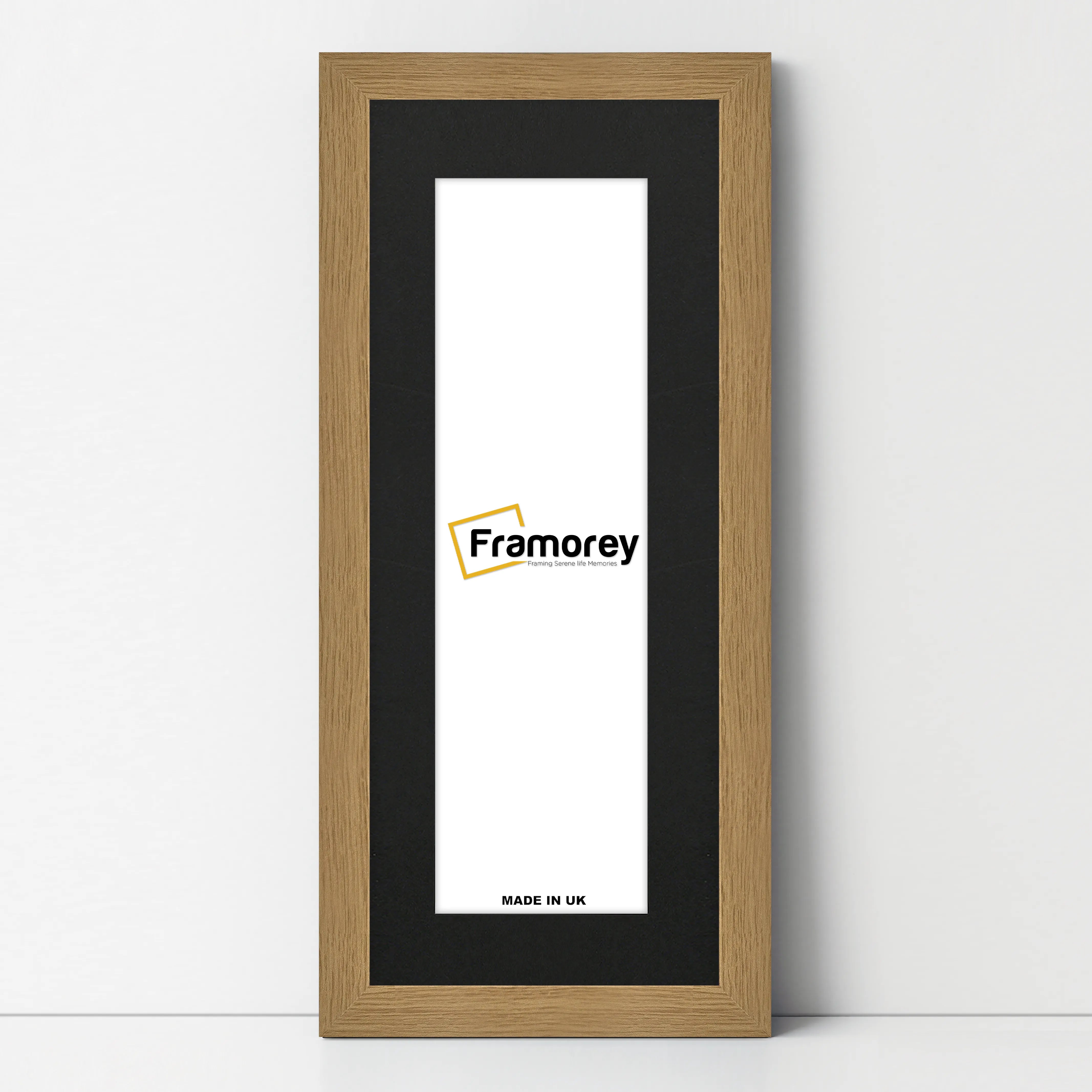 Panoramic Oak Picture Frame With Black Mount Wall Decor Frame