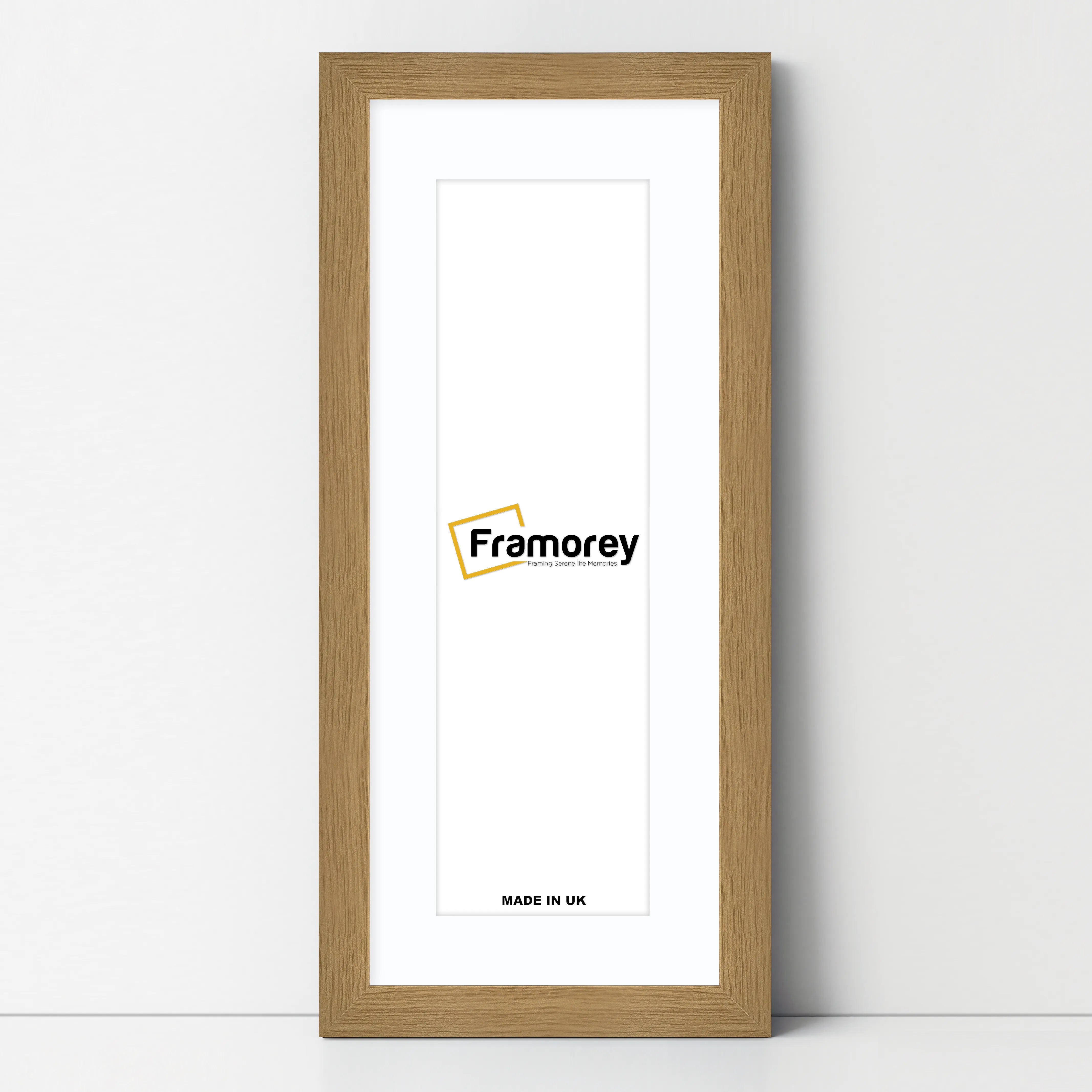Panoramic Oak Picture Frame With White Mount Wall Decor Frame