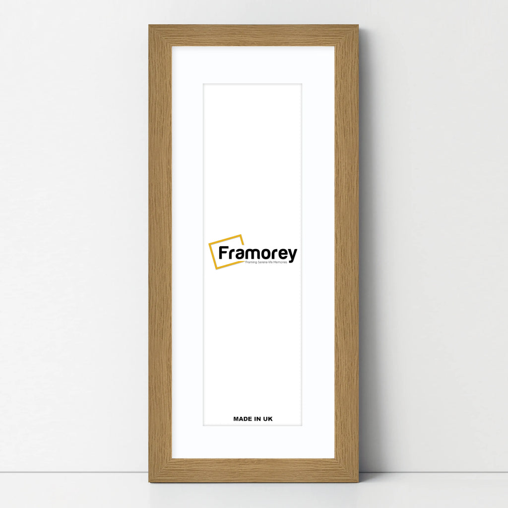 Panoramic Oak Picture Frame With White Mount Wall Decor Frame