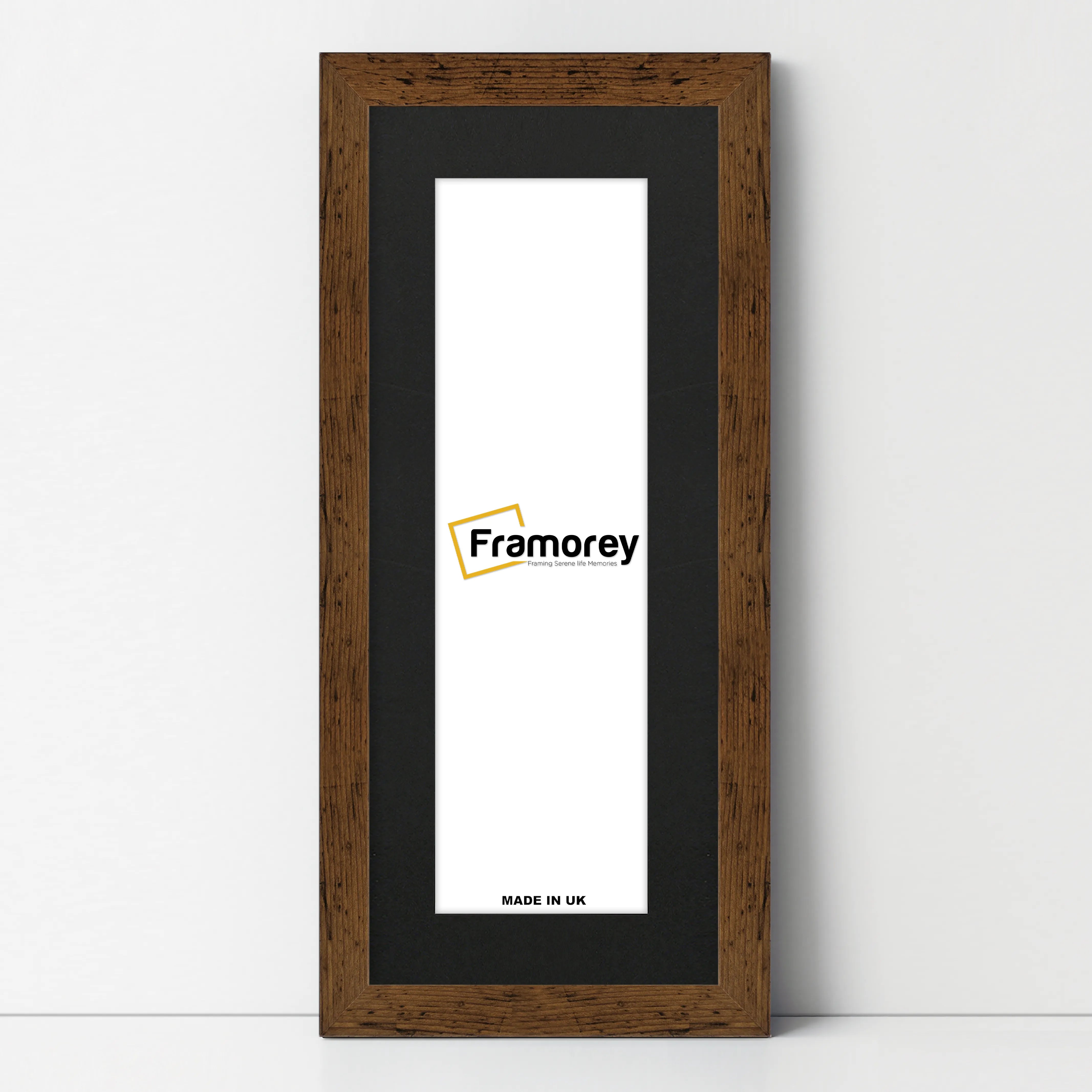 Panoramic Rustic Oak Picture Frame With Black Mount Wall Decor Frame