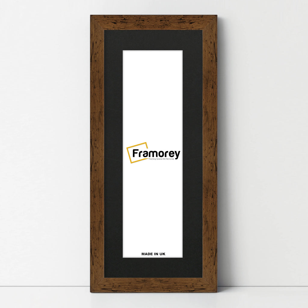 Panoramic Rustic Oak Picture Frame With Black Mount Wall Decor Frame