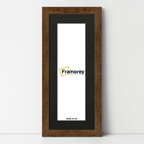 Panoramic Rustic Oak Picture Frame With Black Mount Wall Decor Frame
