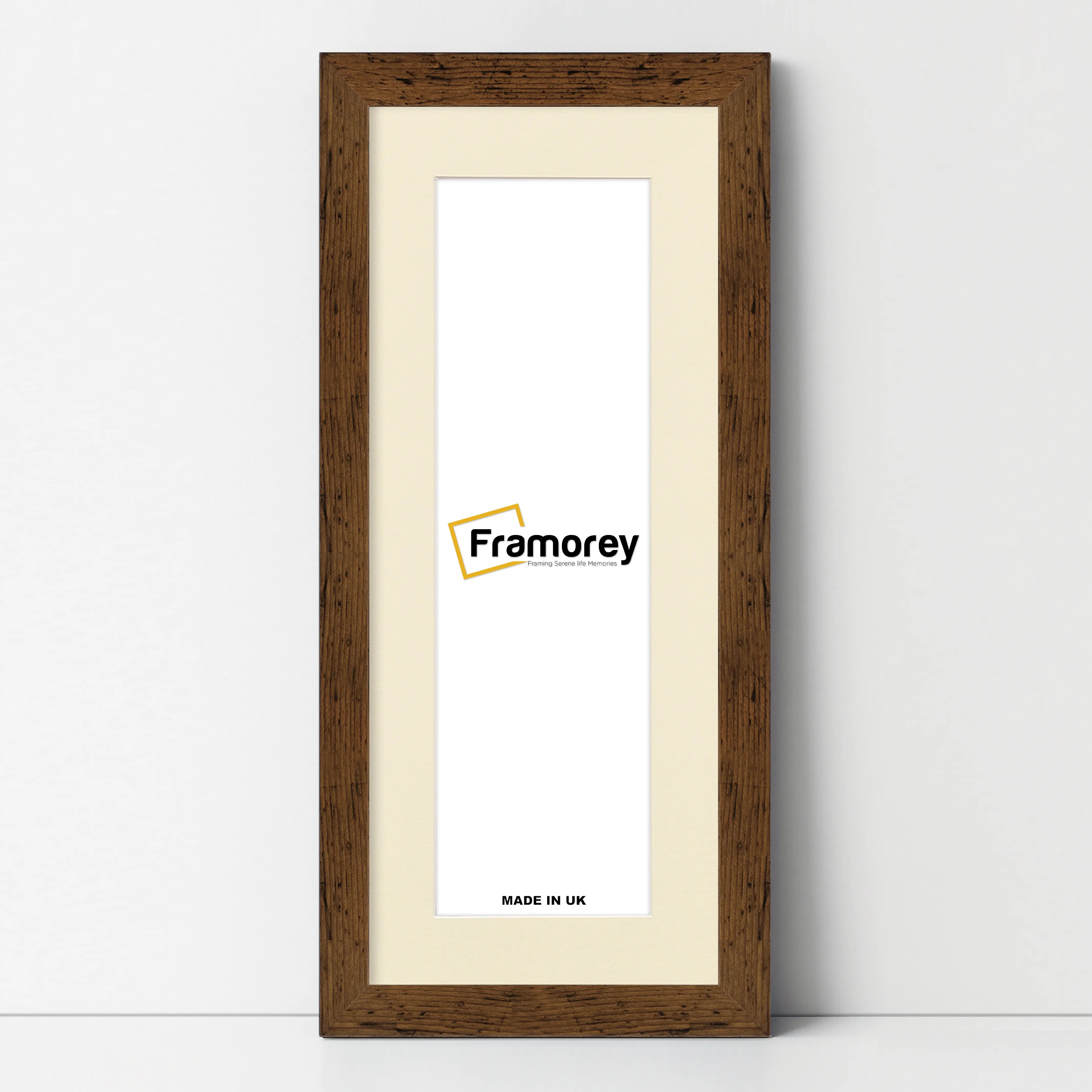 Panoramic Rustic Oak Picture Frame With Ivory Mount Wall D?cor Frame