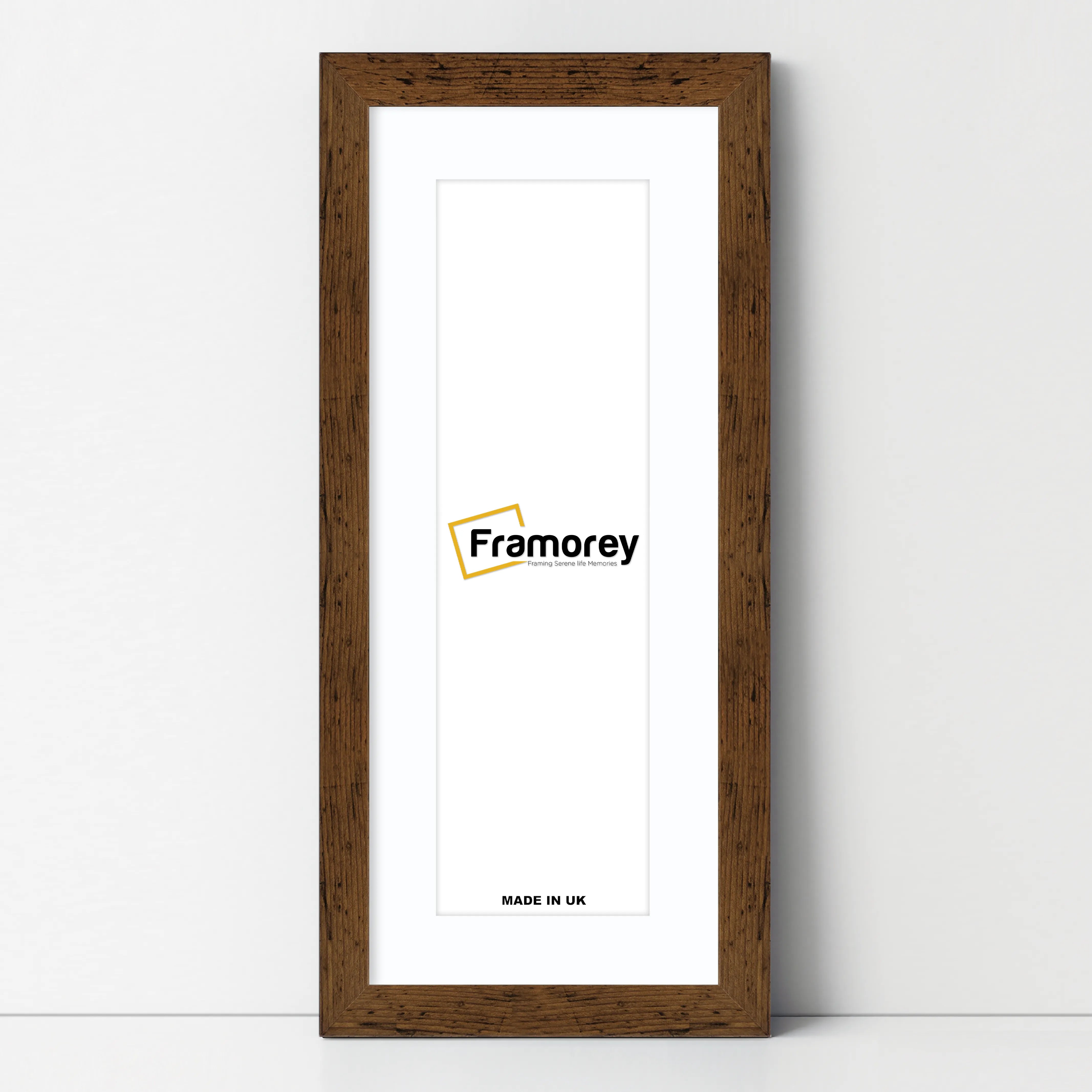 Panoramic Rustic Oak Picture Frame With White Mount
