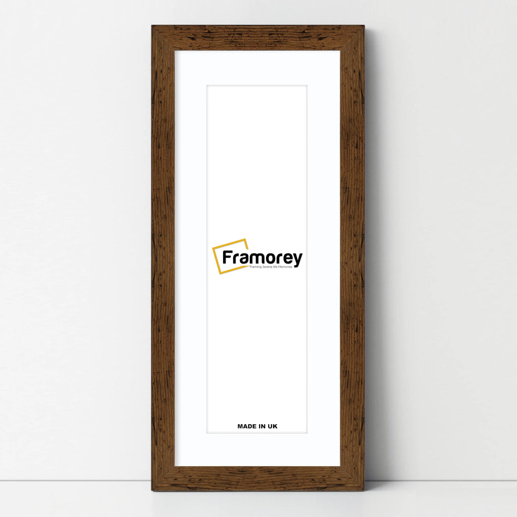 Panoramic Rustic Oak Picture Frame With White Mount