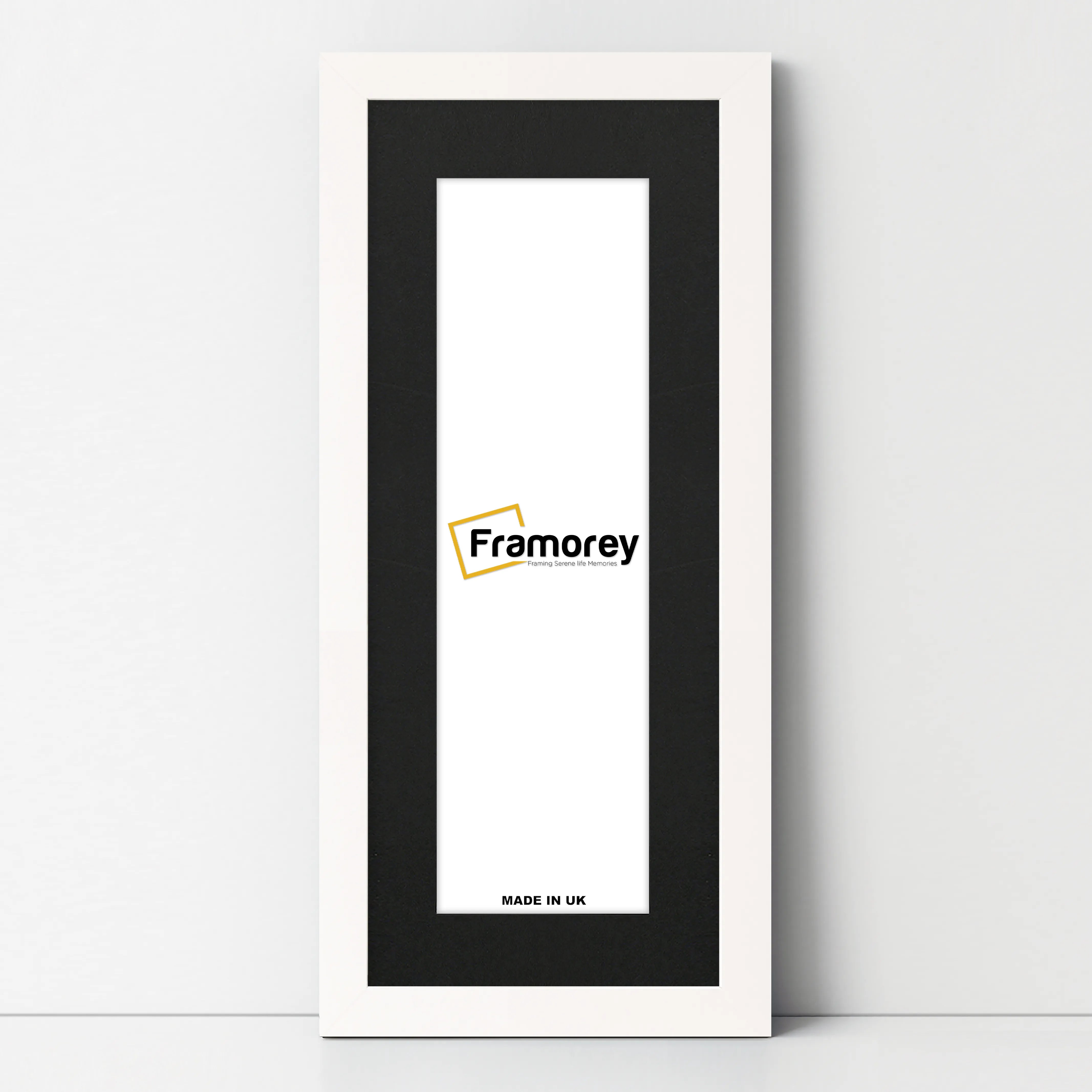 Panoramic White Picture Frame With Black Mount Wall Decor Frame