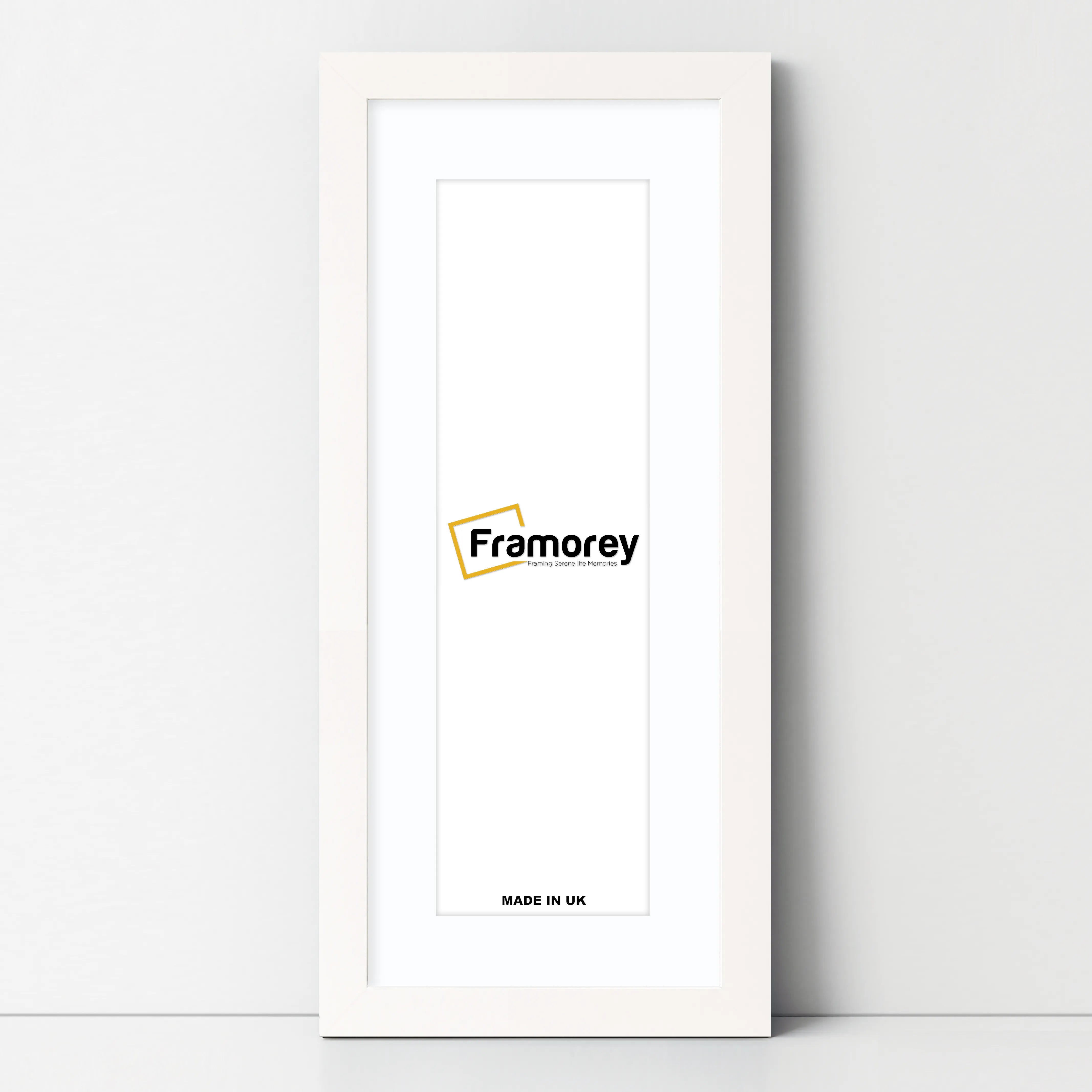 Panoramic White Picture Frame With White Mount
