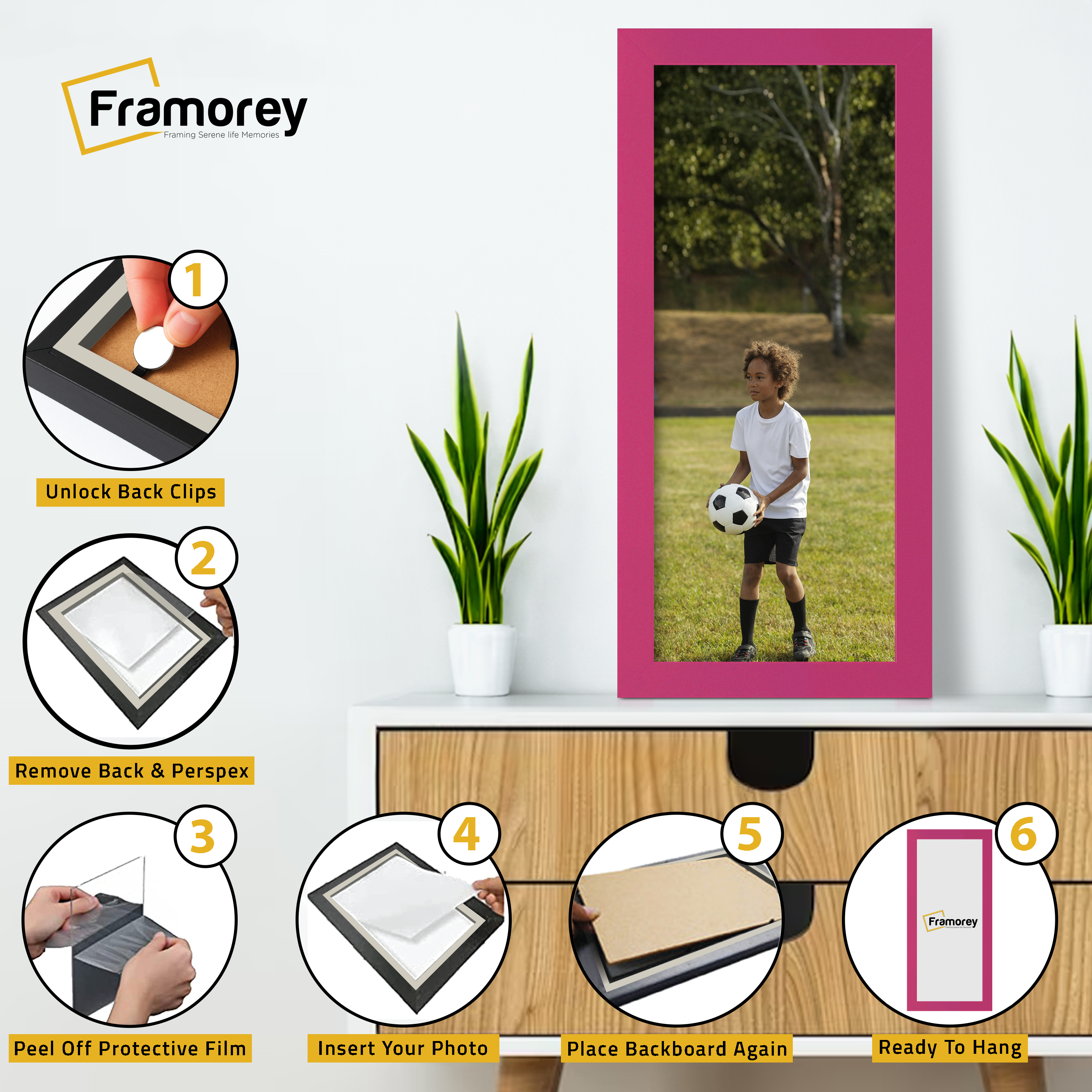 Panoramic Size Pink Picture Frames Wall Decor Frame