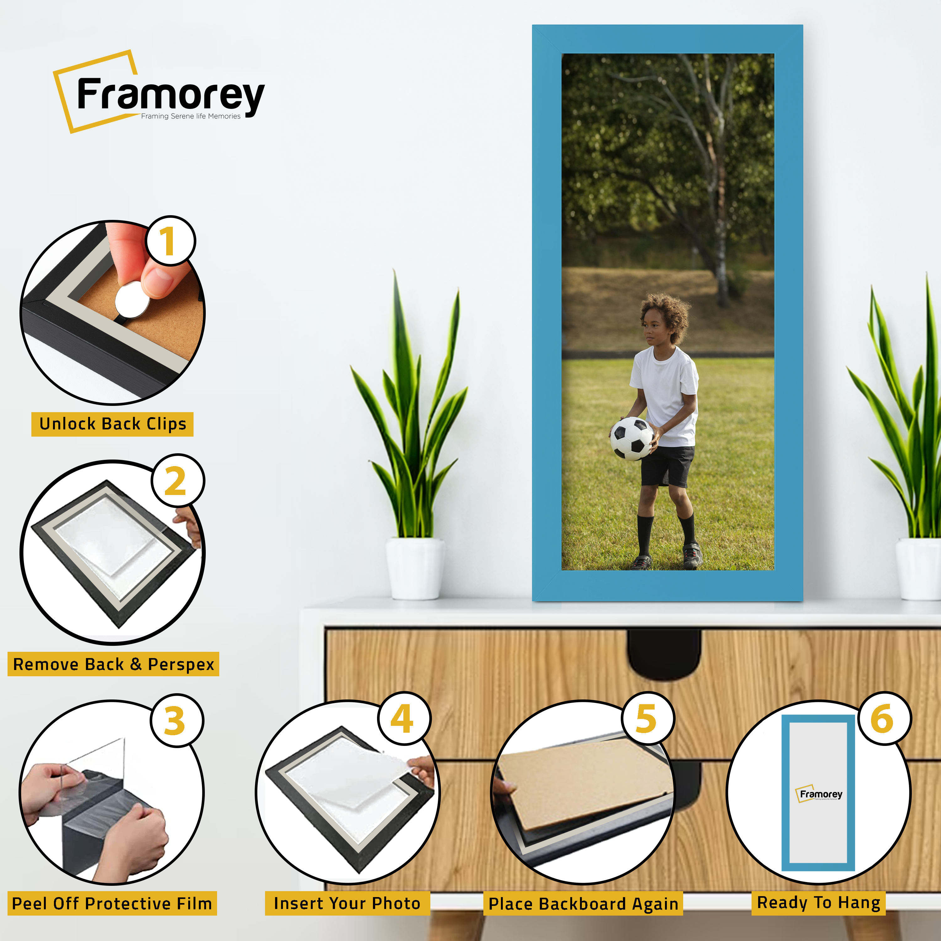 Panoramic Blue Picture Frame Wall Decor Frame