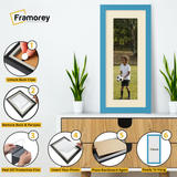 Panoramic Blue Picture Frame With Ivory Mount Wall Decor Frame