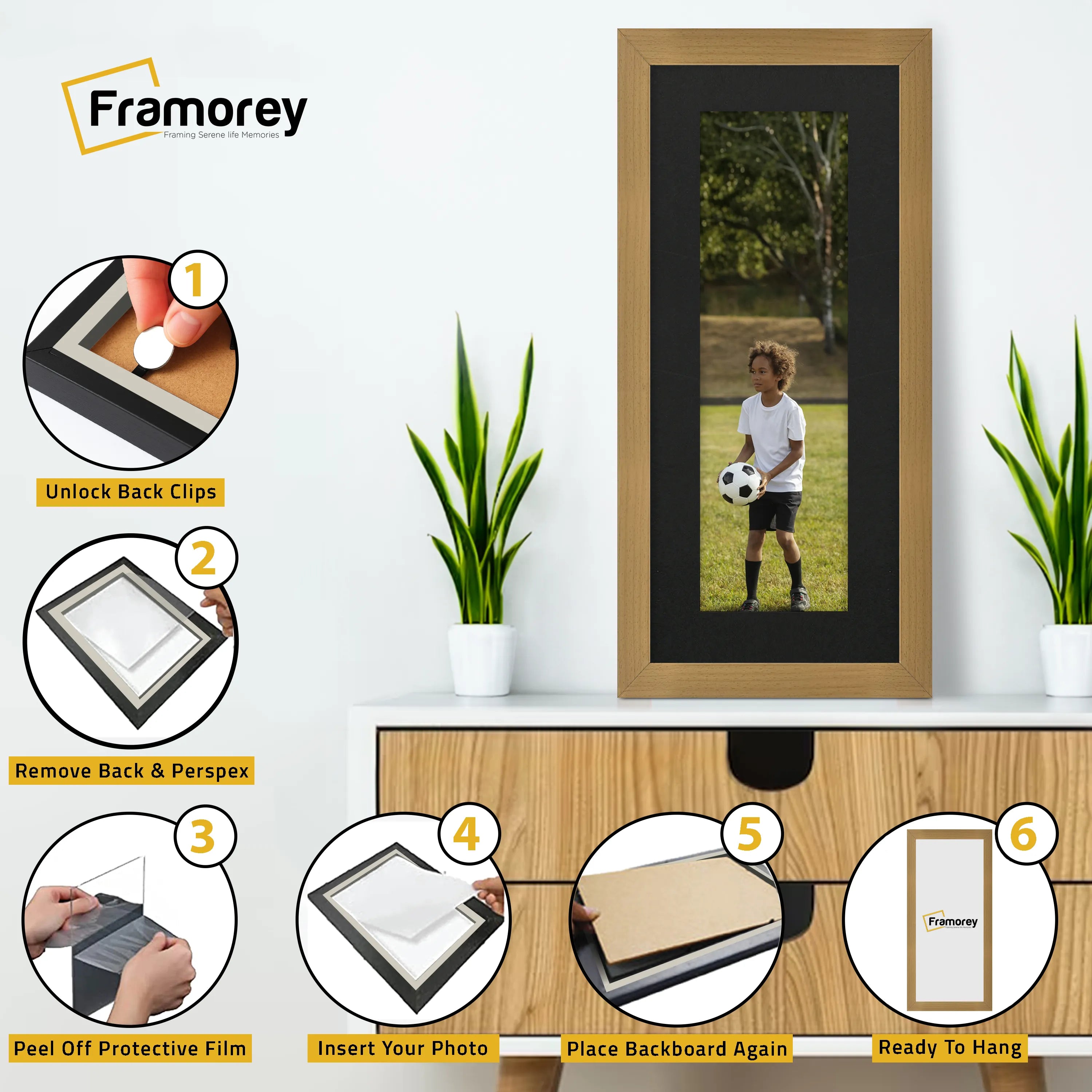 Panoramic Beech Picture Frame With Black Mount Wall Decor Frame