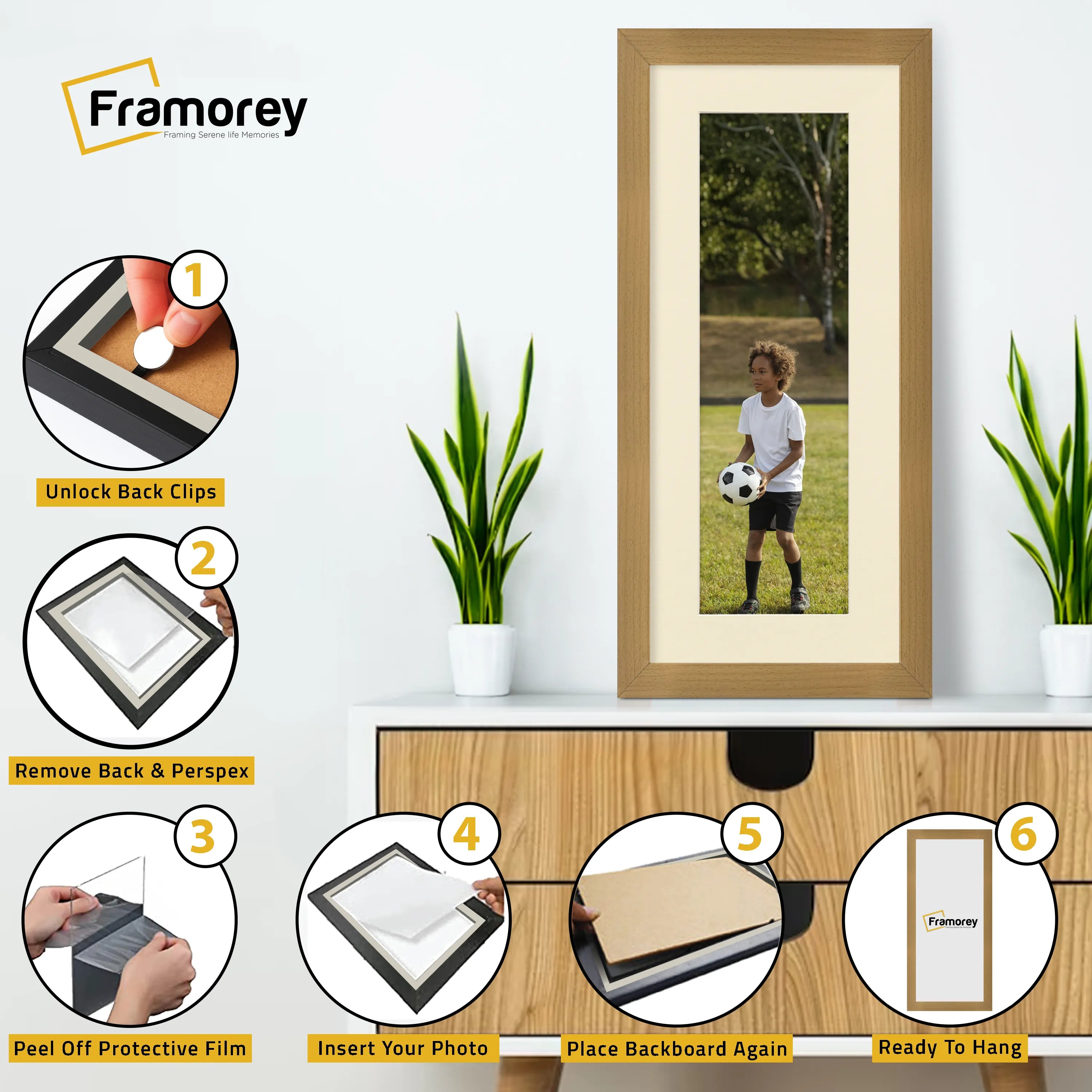 Panoramic Beech Picture Frame With Ivory Mount Wall Decor Frame