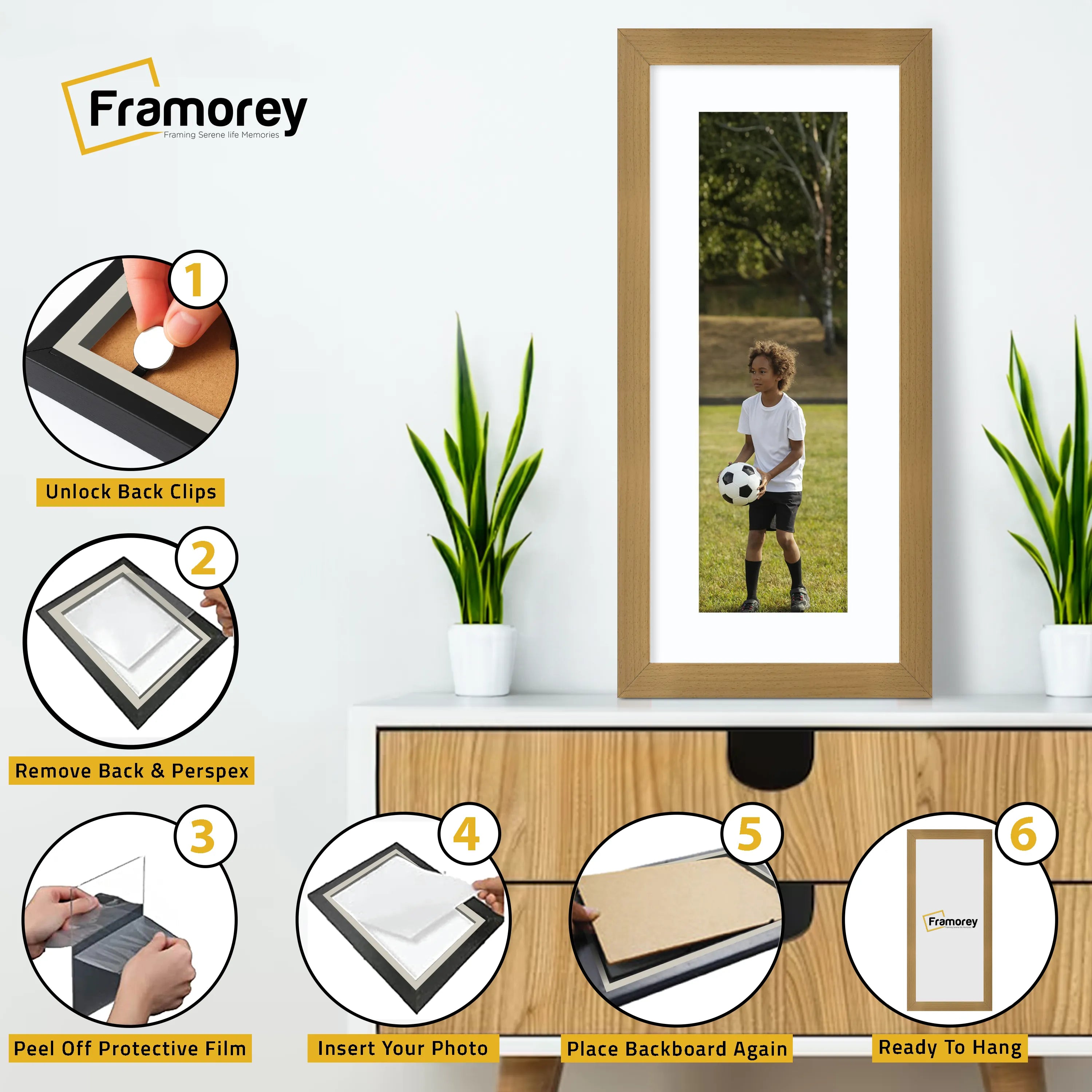 Panoramic Beech Picture Frame With White Mount