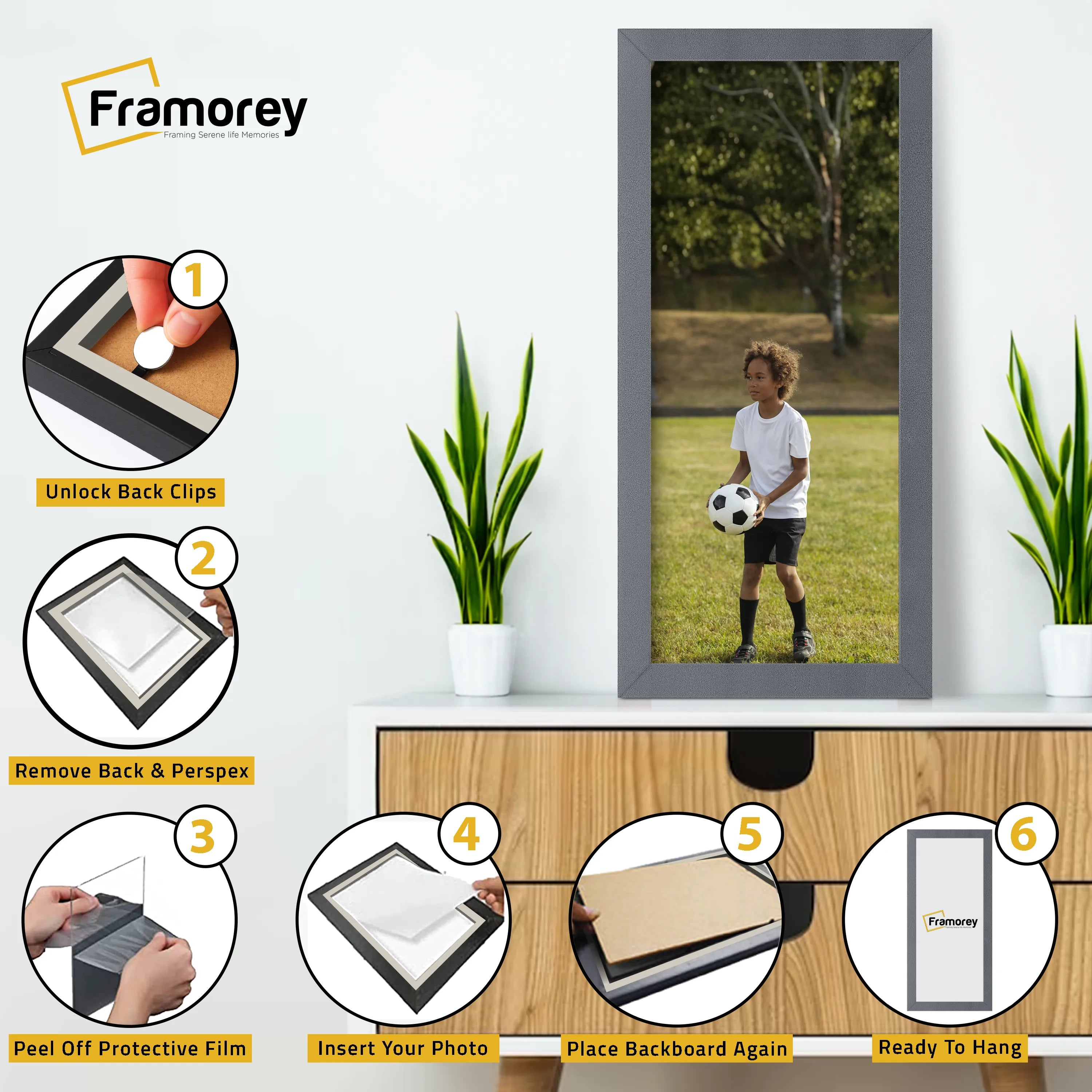 Panoramic Size Dark Grey Picture Frames Wall Decor Frame