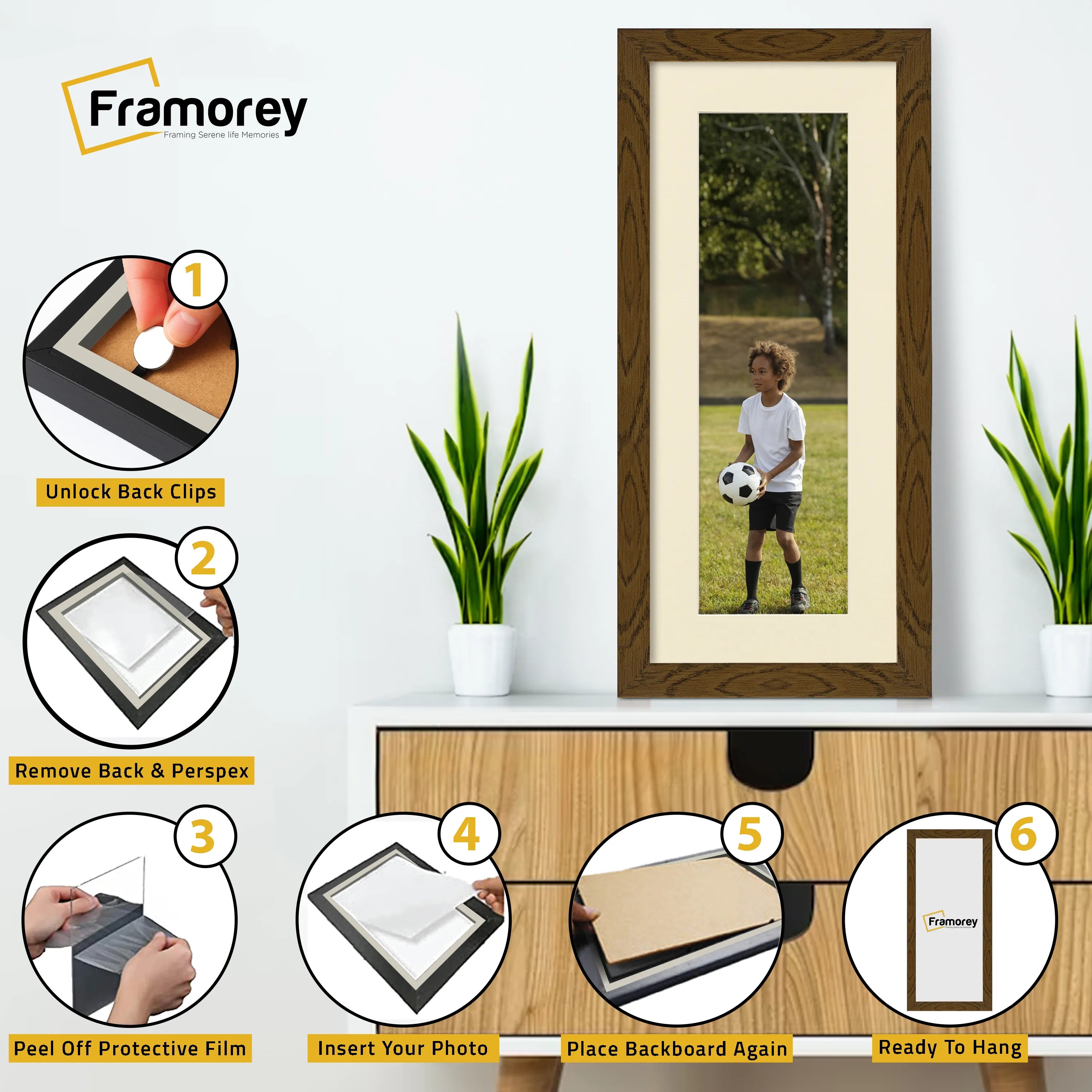 Panoramic Dark Oak Picture Frame With Ivory Mount Wall Decor Frame