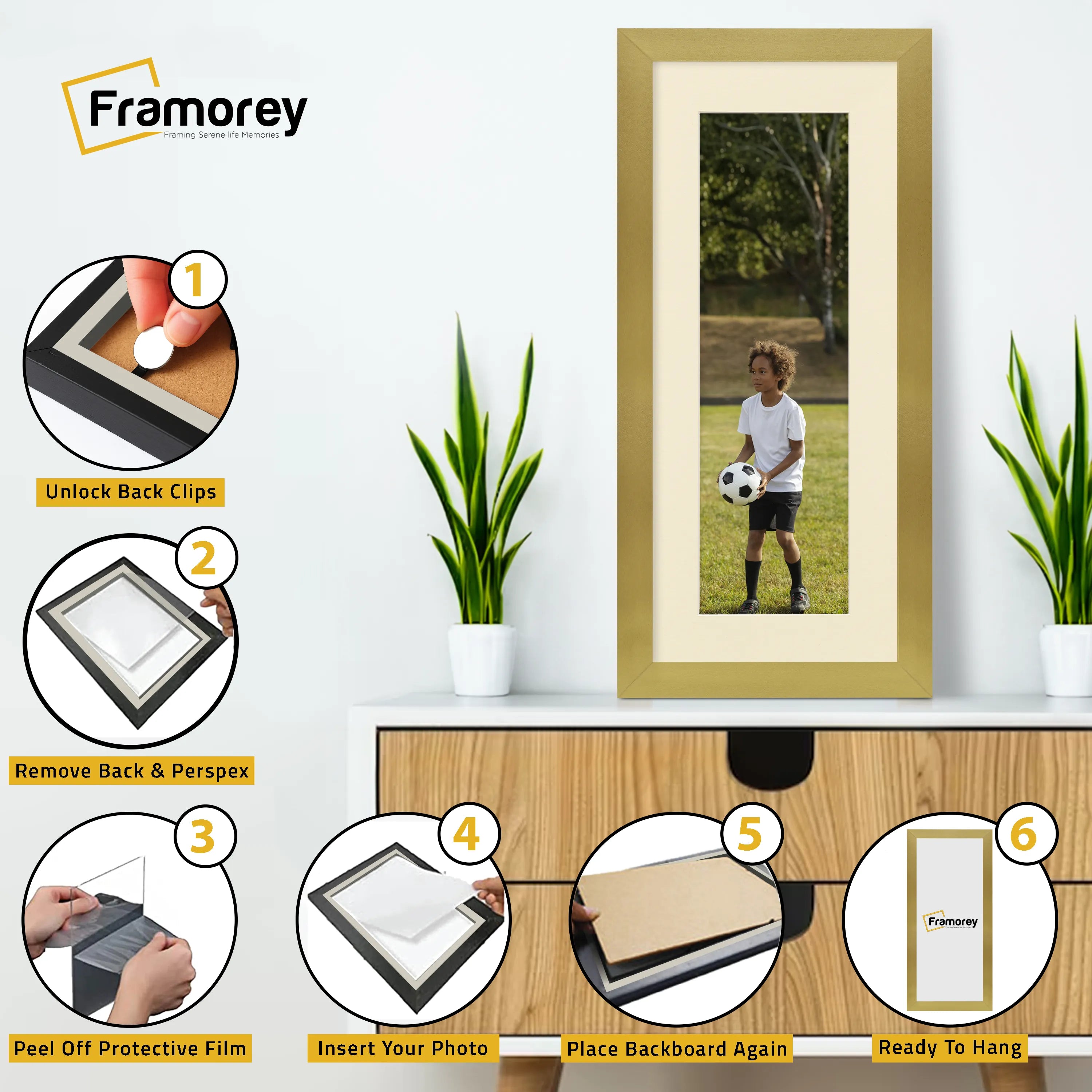 Panoramic Gold Picture Frame With Ivory Mount Wall Decor Frame