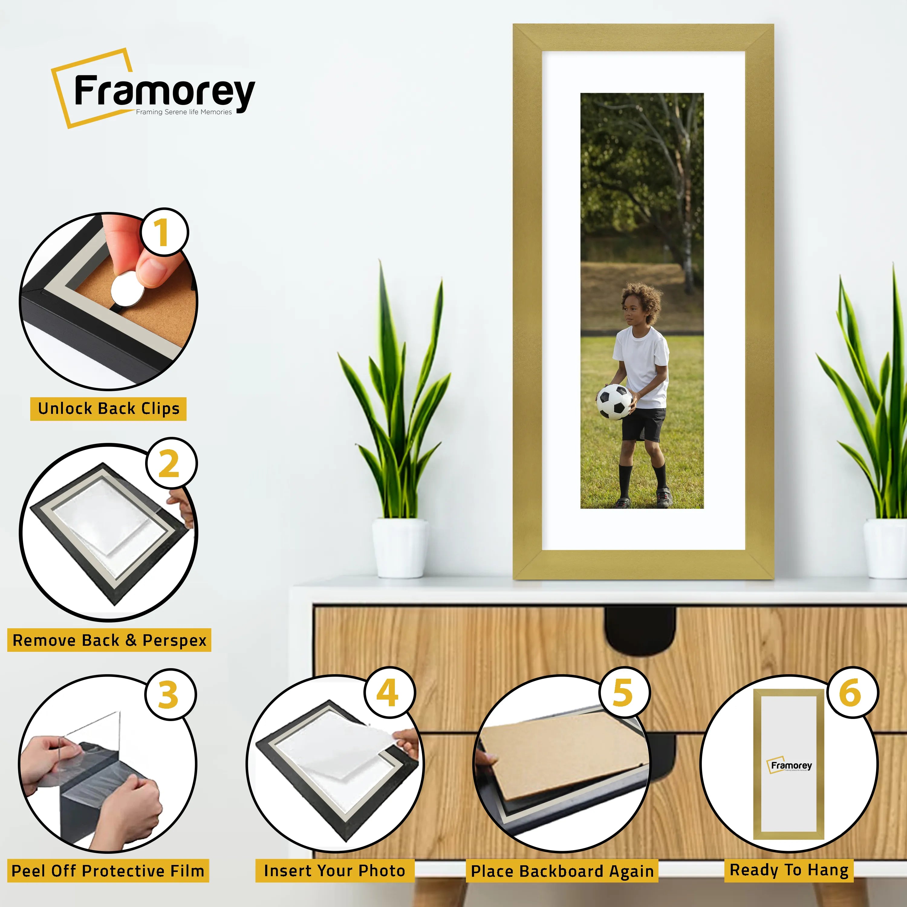 Panoramic Gold Picture Frame With White Mount Wall Decor Frame