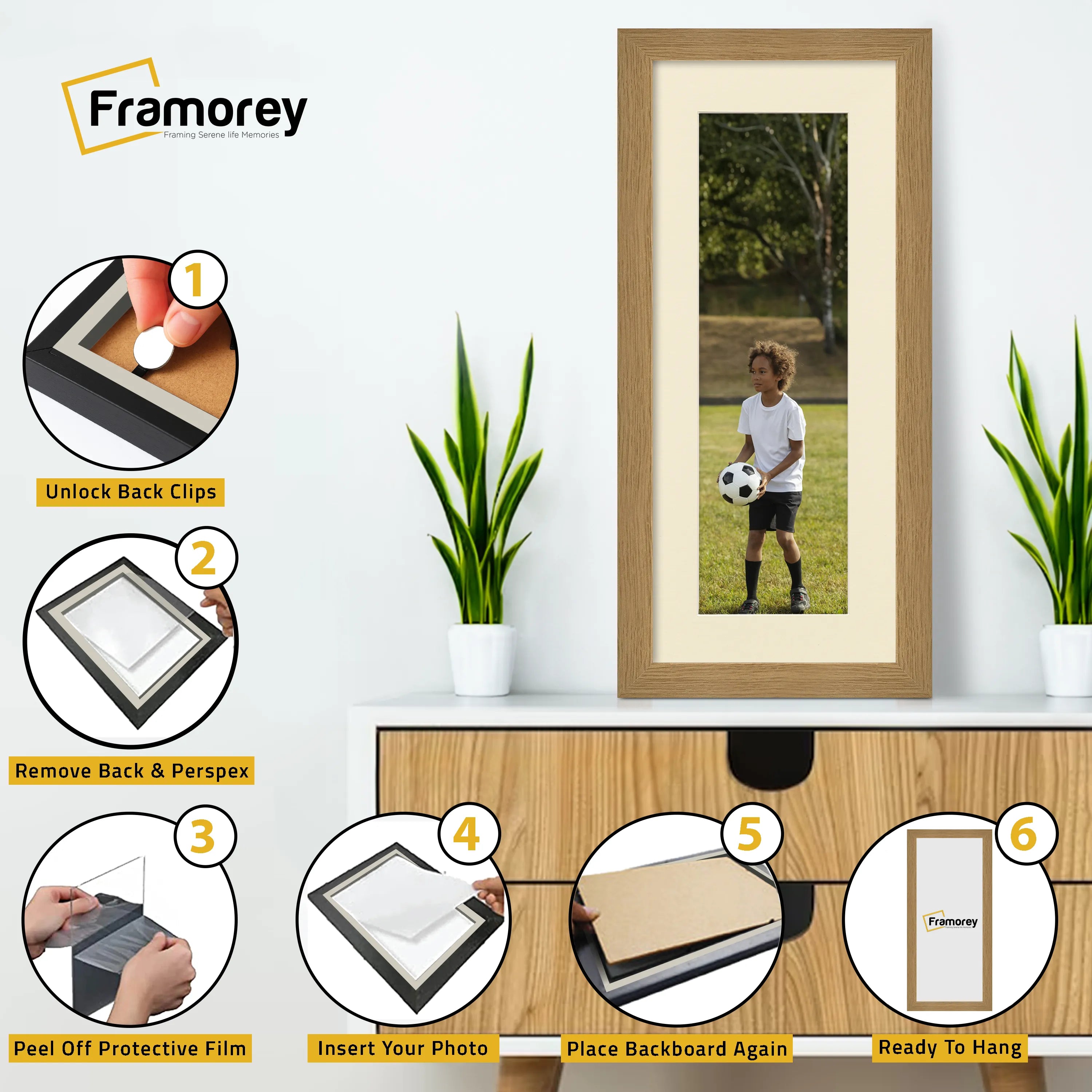 Panoramic Oak Picture Frame With Ivory Mount Wall Decor Frame
