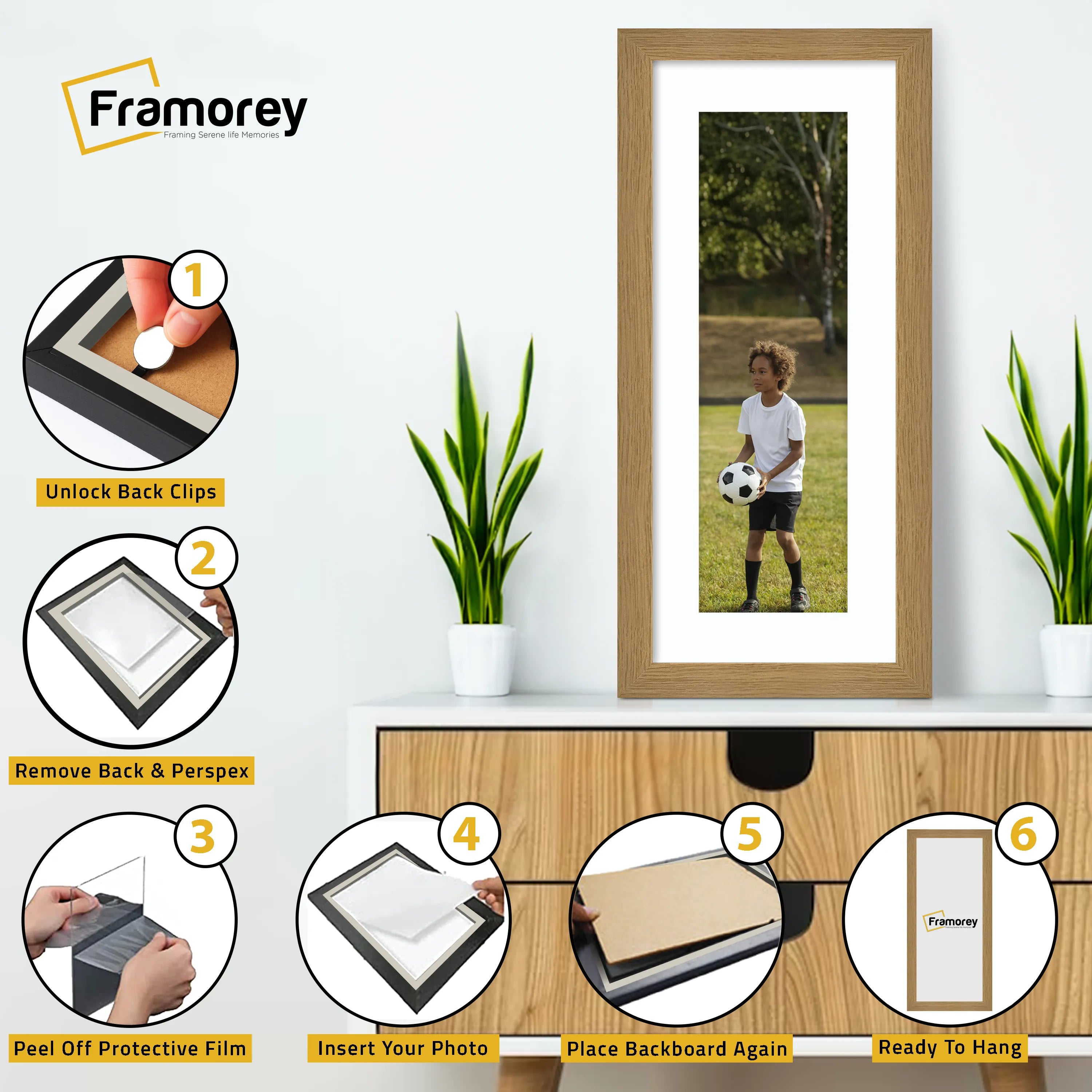 Panoramic Oak Picture Frame With White Mount Wall Decor Frame