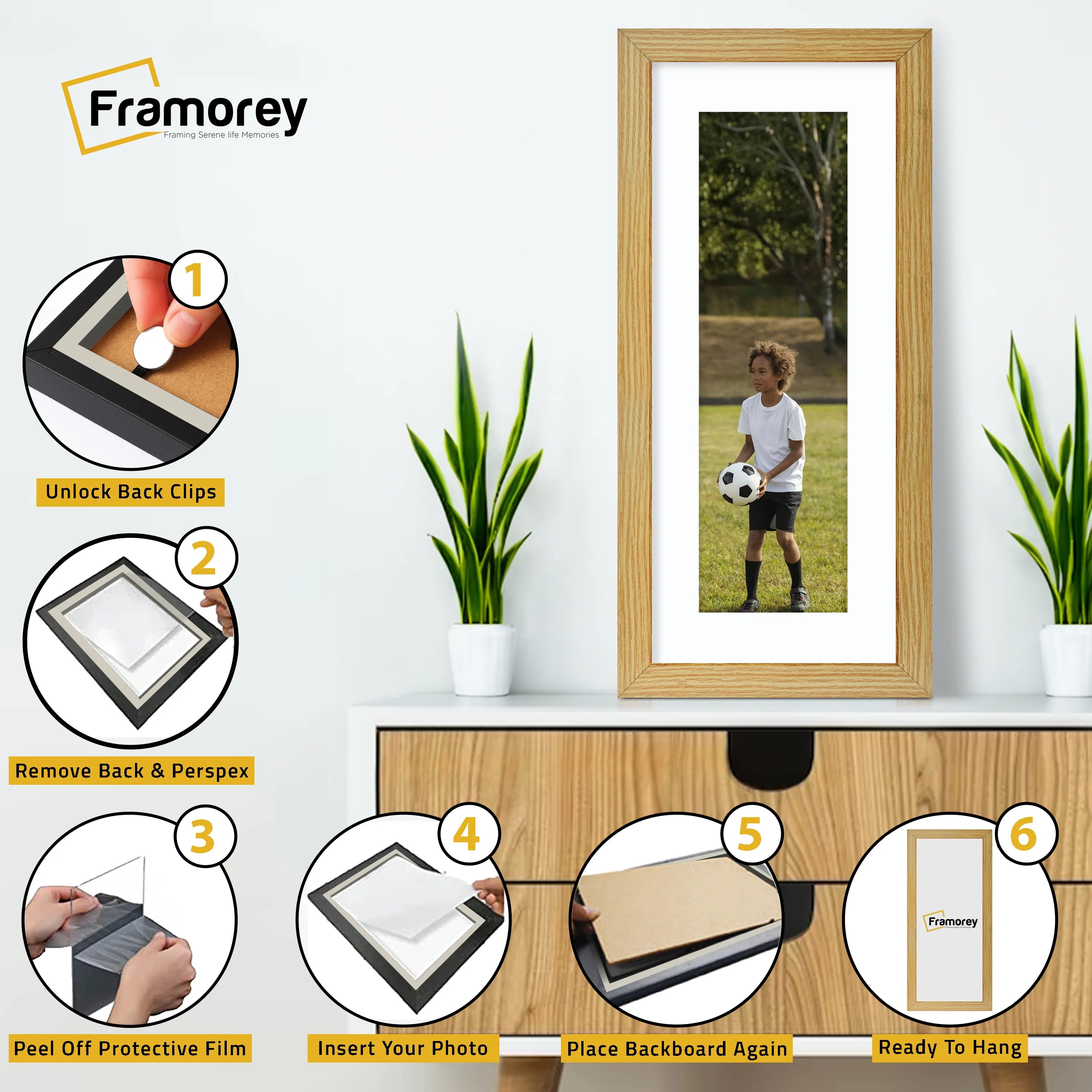 Panoramic Pine Picture Frame With White Mount Wall Decor Frame