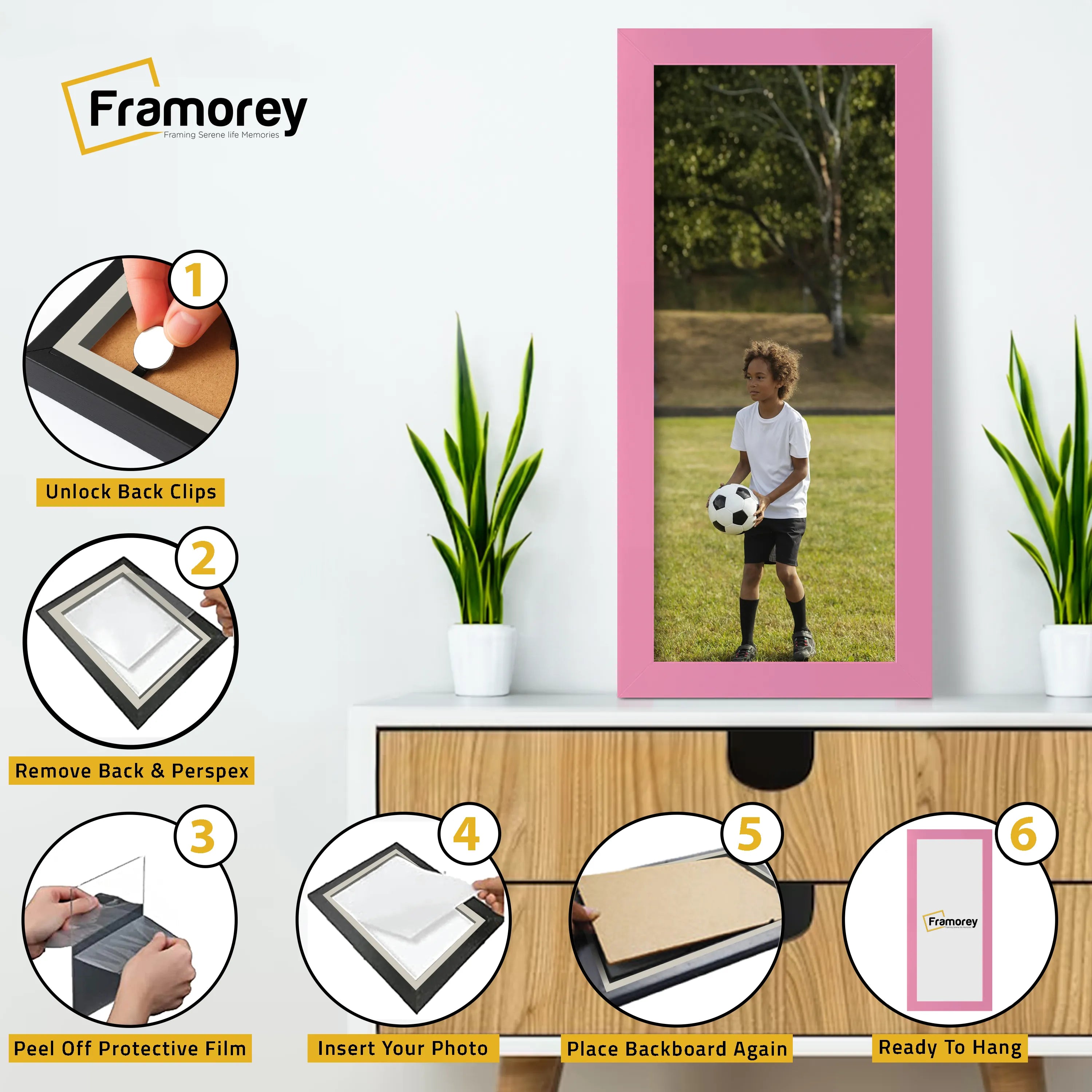 Panoramic Size Pink Picture Frames Wall Decor Frame