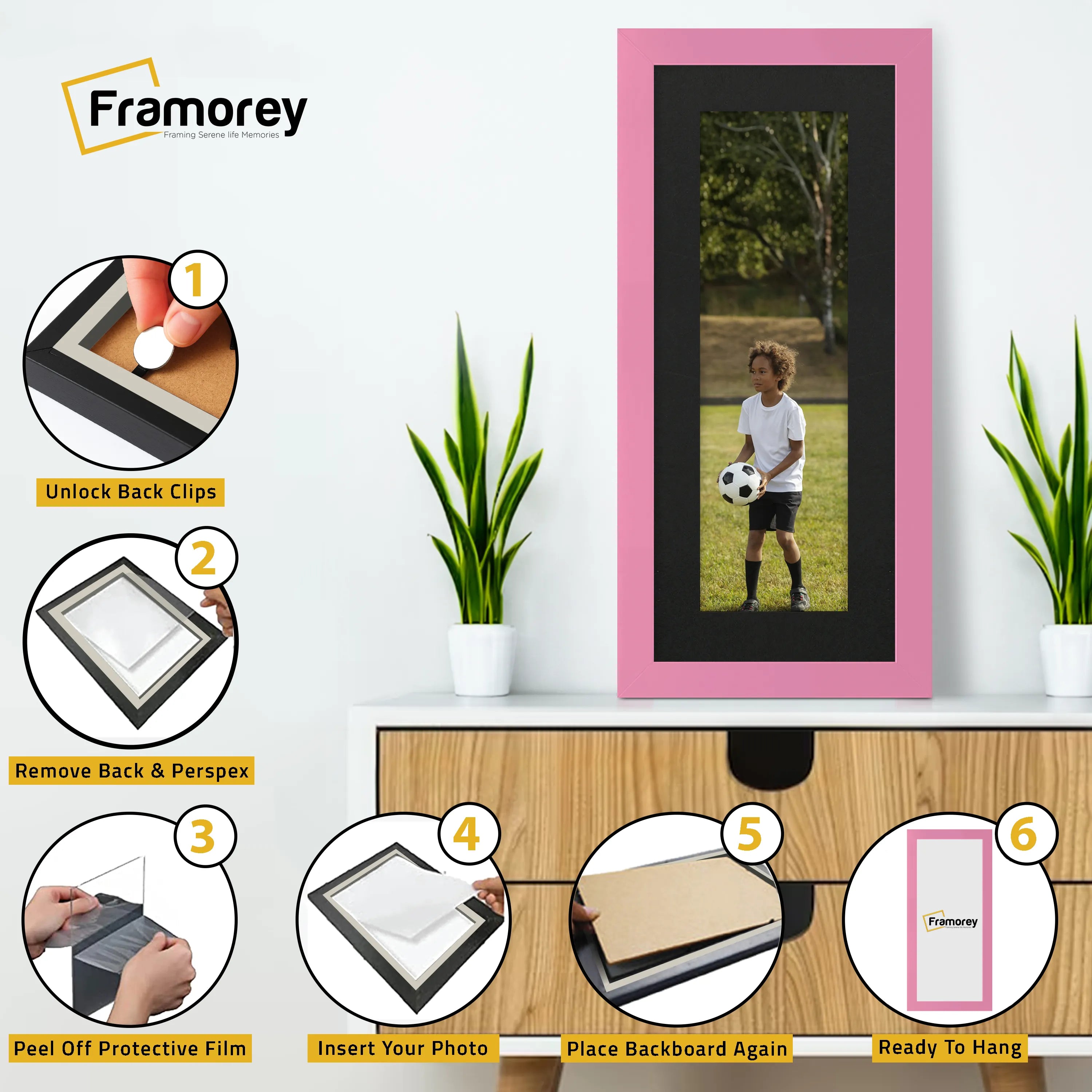 Panoramic Pink Picture Frame With Black Mount Wall Decor Frame